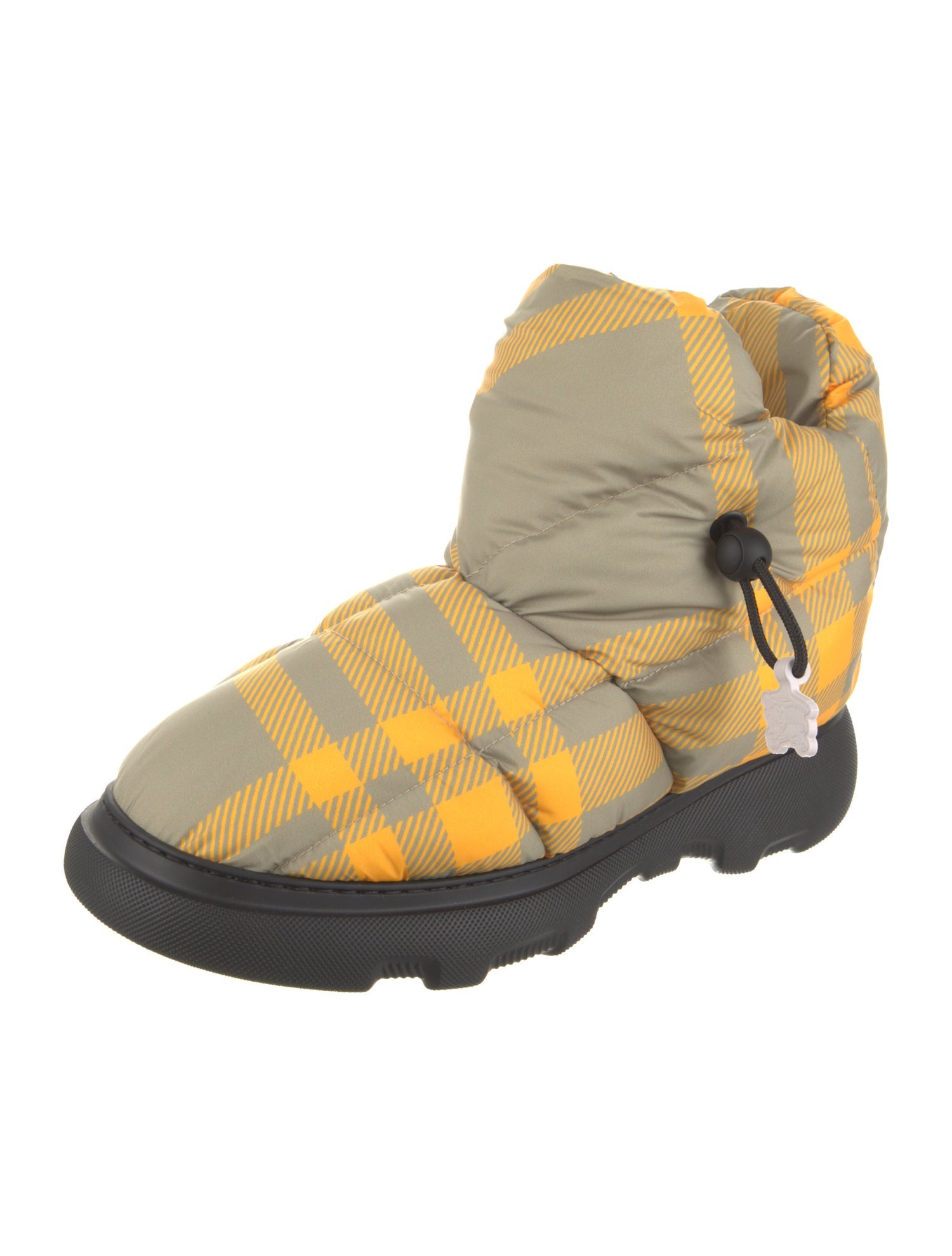 Burberry Nylon Plaid Print Boots