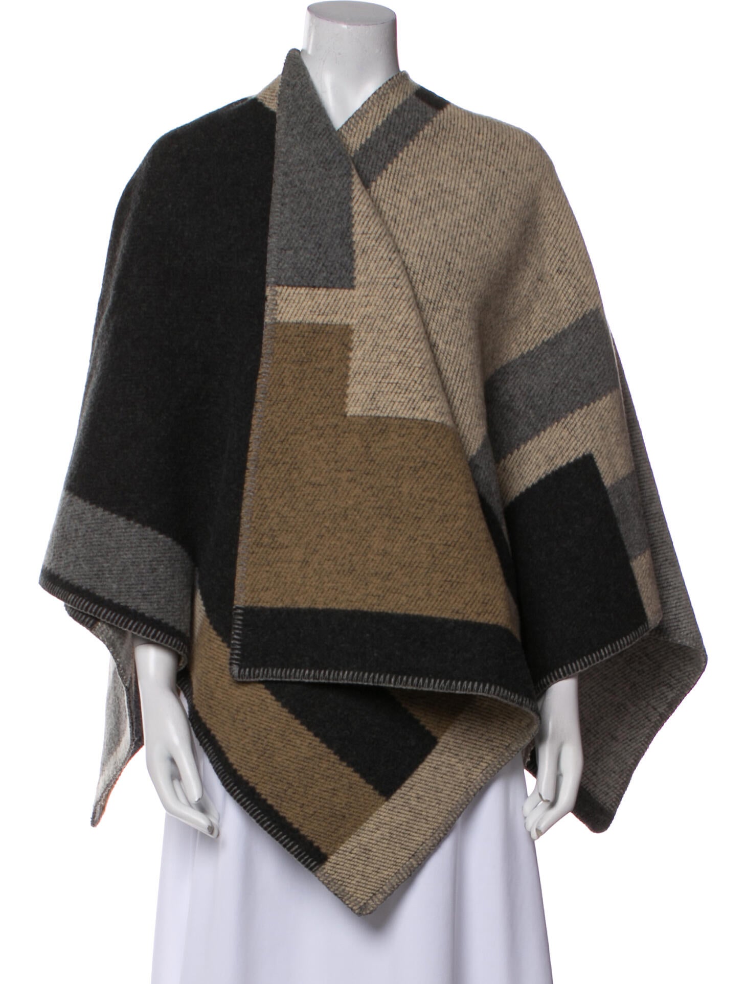 Burberry Prorsum Wool Colorblock Pattern Shawl