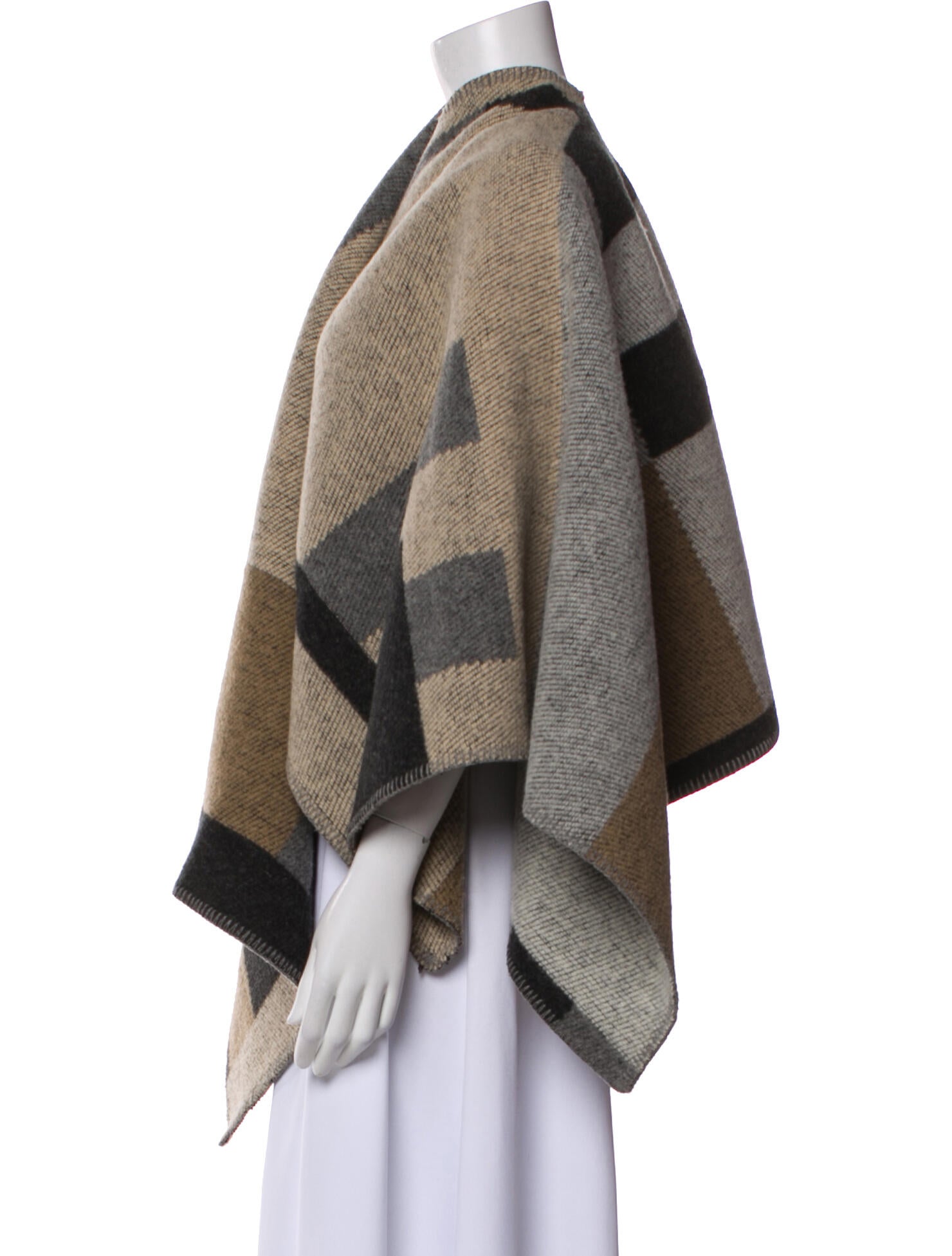 Burberry Prorsum Wool Colorblock Pattern Shawl