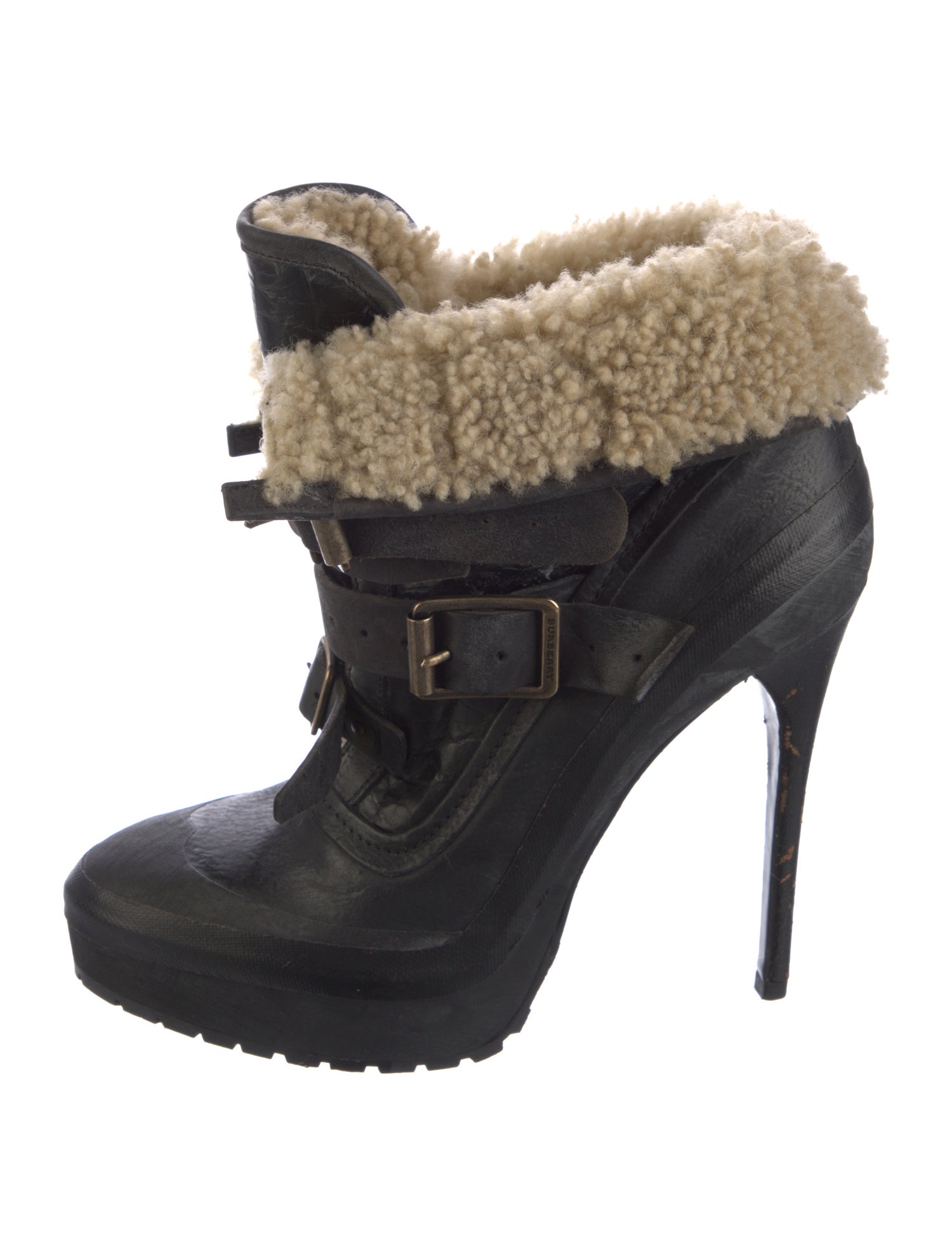 Burberry Prorsum Leather Animal Print Lace-Up Boots