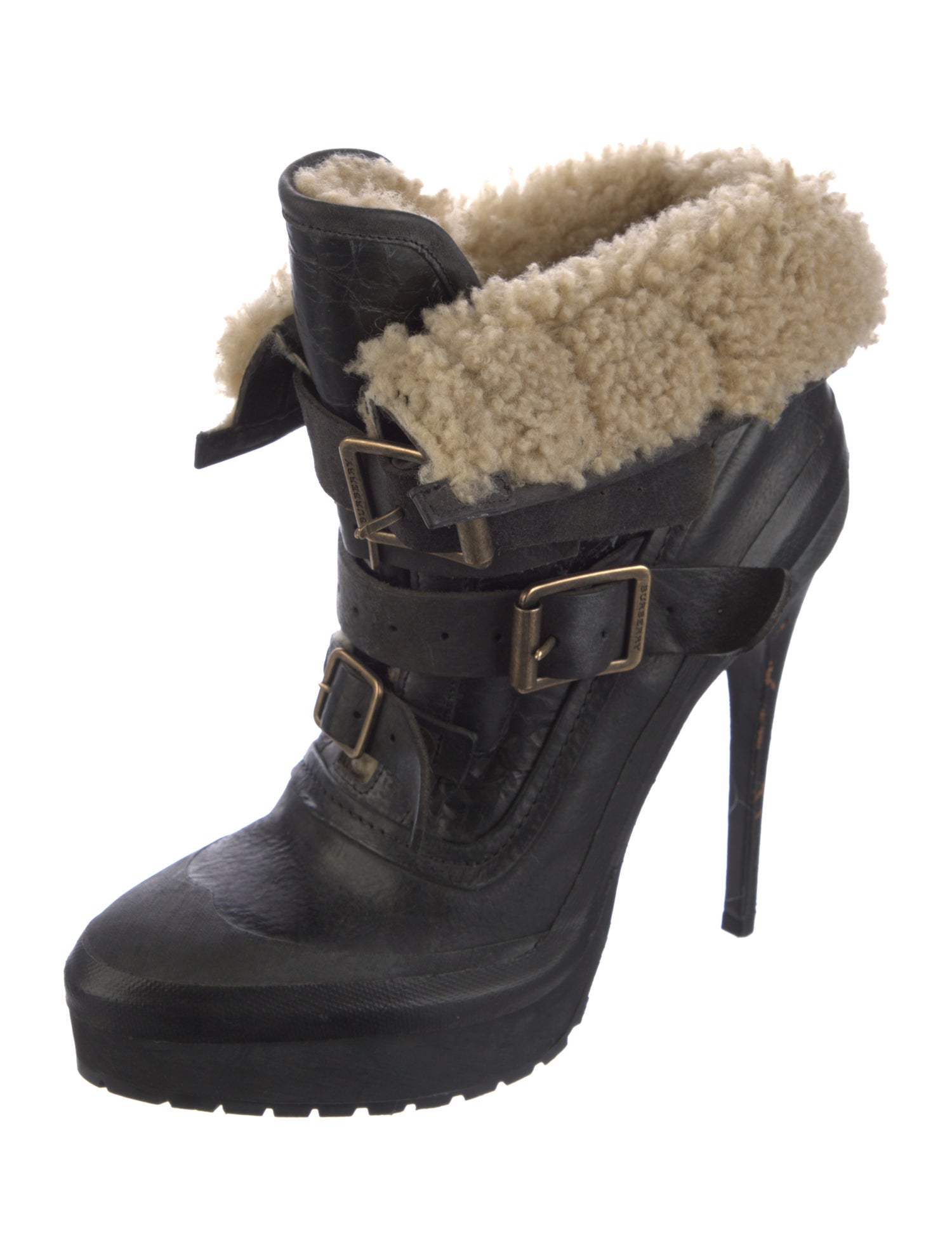 Burberry Prorsum Leather Animal Print Lace-Up Boots