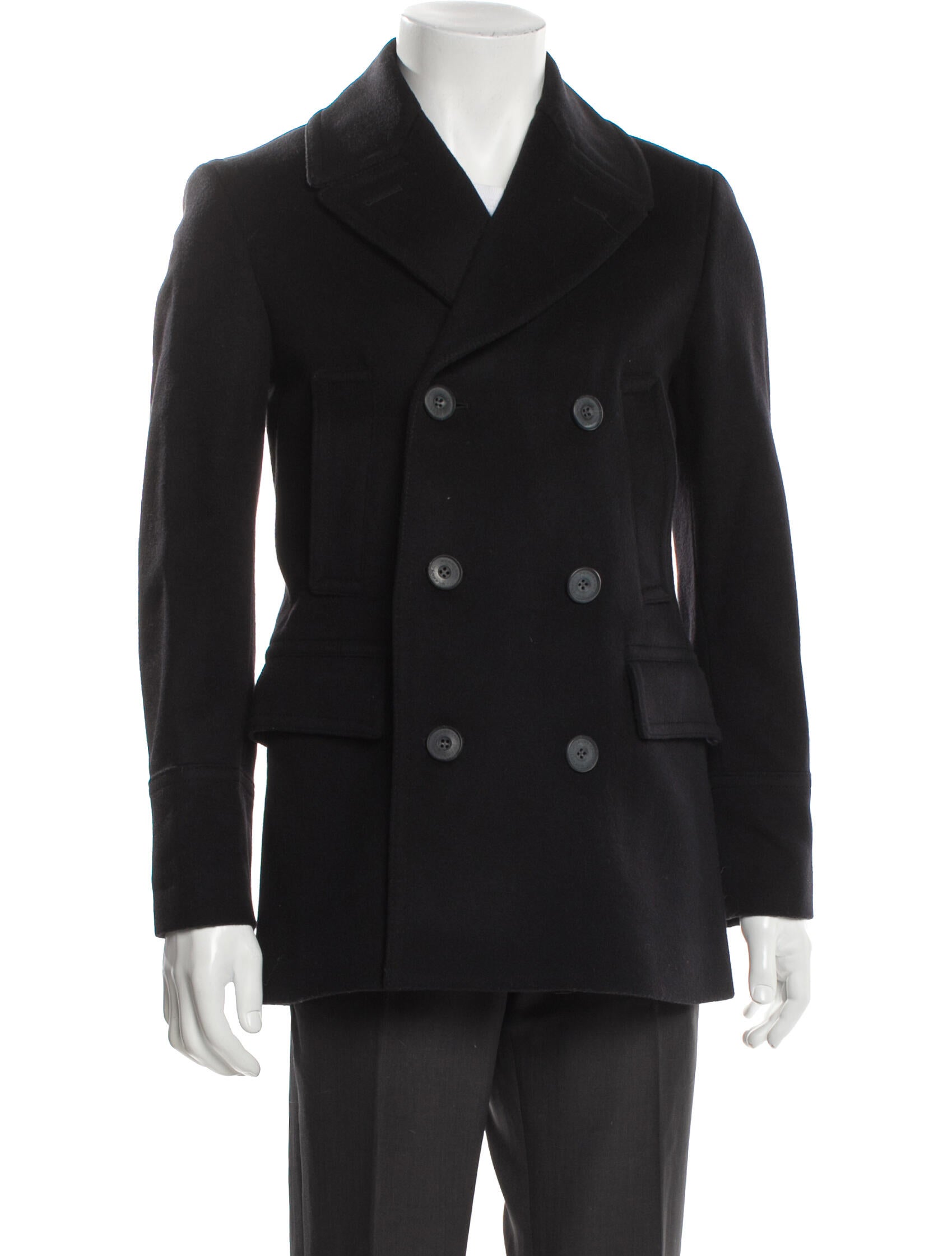 Burberry Prorsum Exploded Check Pattern Virgin Wool Peacoat