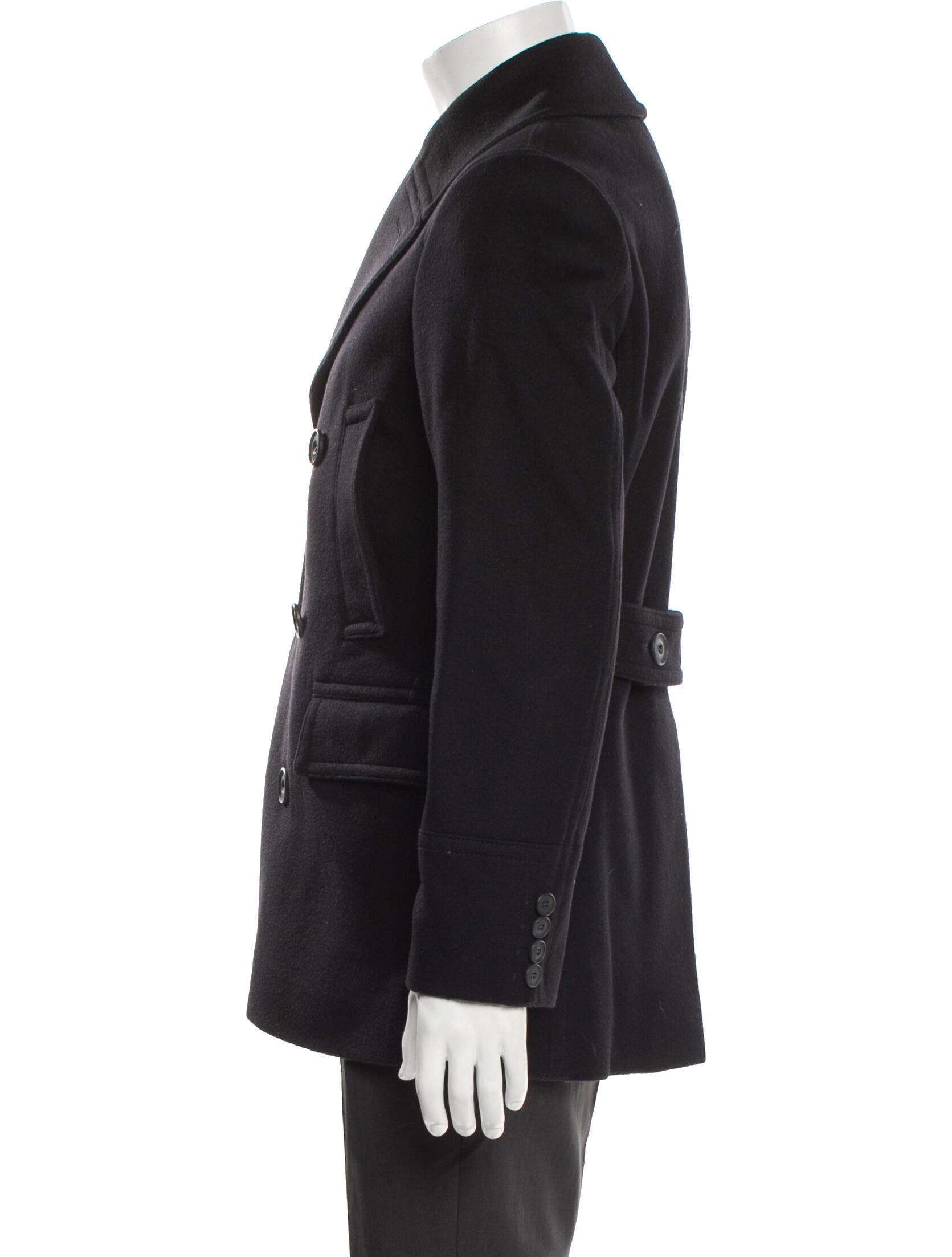 Burberry Prorsum Exploded Check Pattern Virgin Wool Peacoat