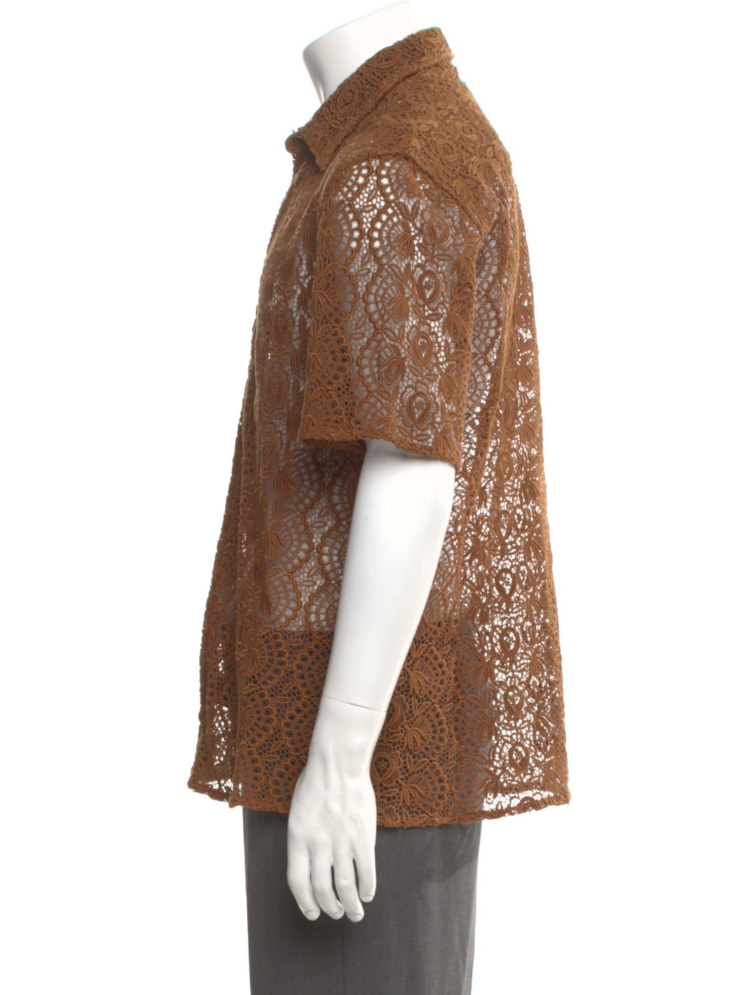 Burberry Prorsum Lace Pattern Short Sleeve Shirt