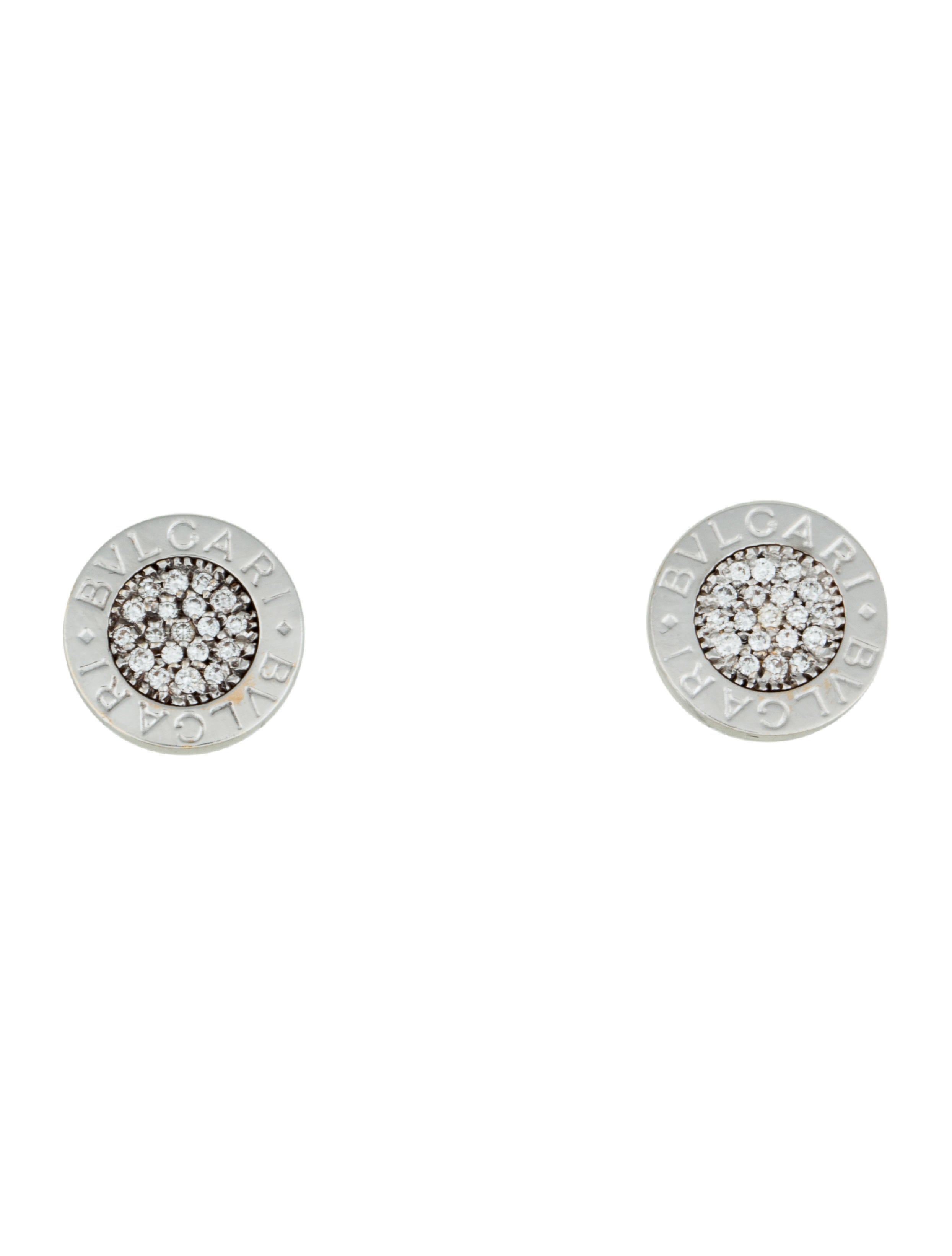 Bvlgari Bvlgari Bvlgari Diamond Stud Earrings 18K White Gold Stud
