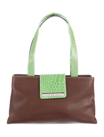 Bvlgari Alligator-Trimmed Leather Bag