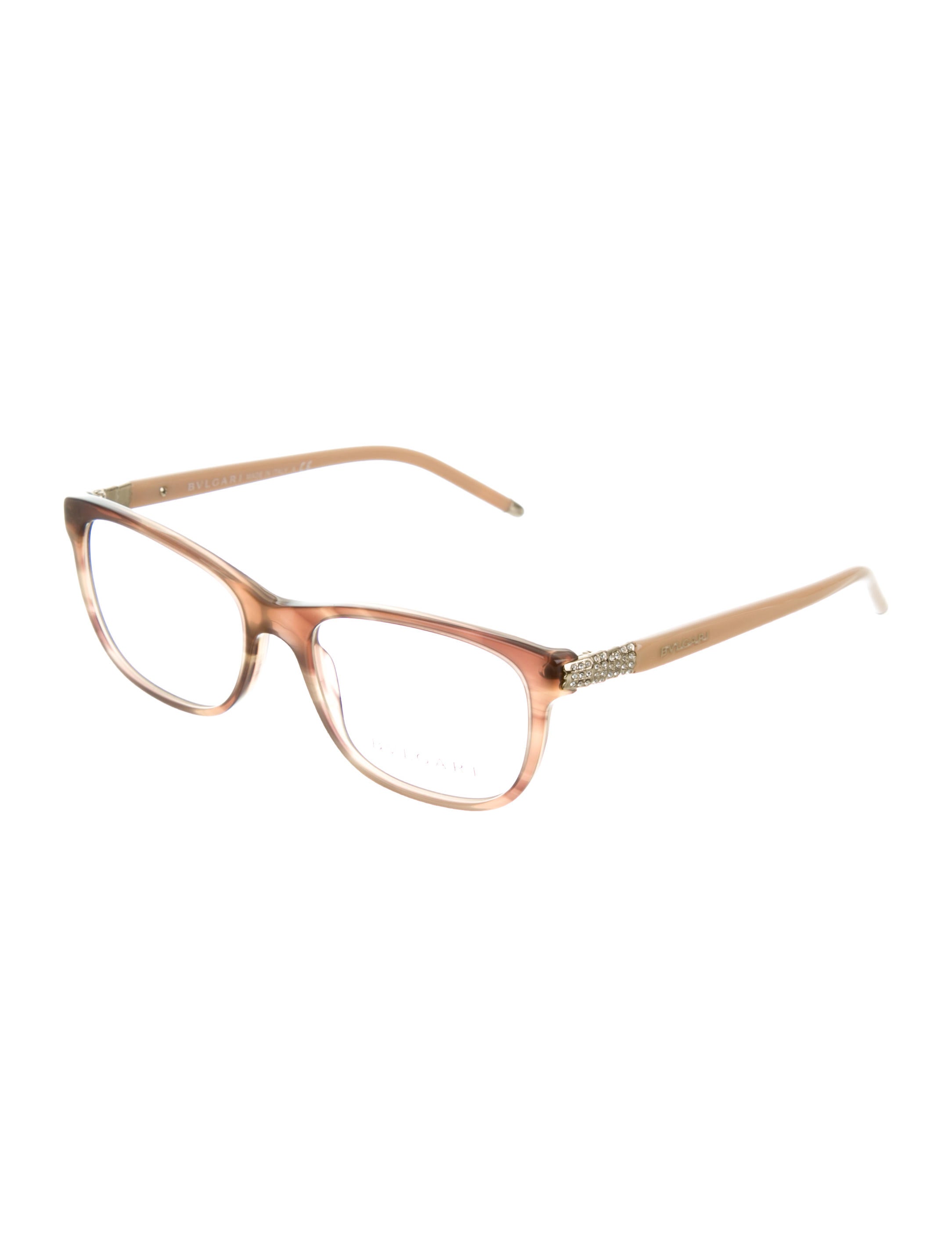 Bvlgari JewelEmbellished Marble Eyeglasses w/ Tags Brown Eyeglasses
