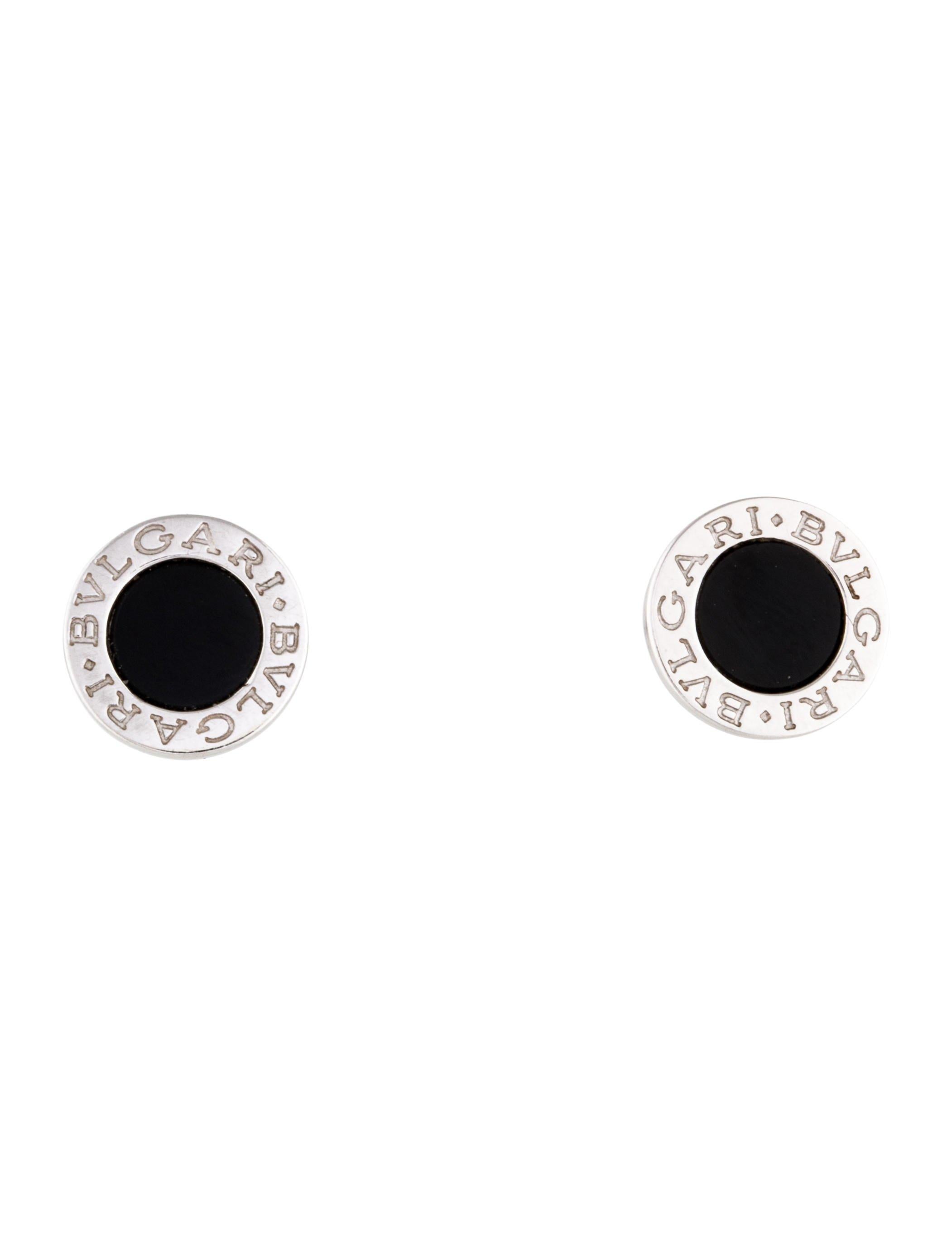Bvlgari Bvlgari Onyx Stud Earrings 18K White Gold Stud, Earrings