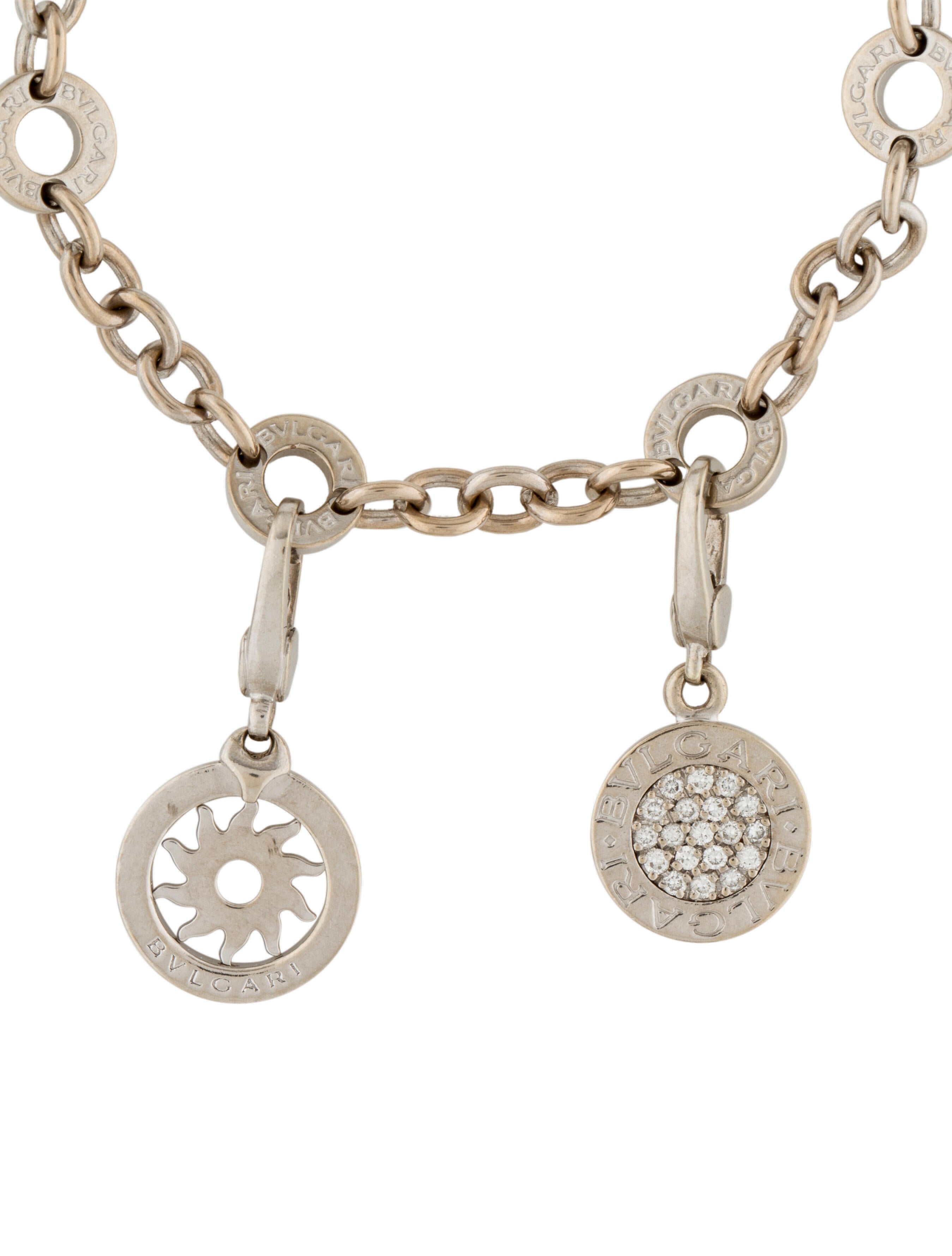 Bvlgari Diamond Charm Bracelet 18K White Gold Charm, Bracelets