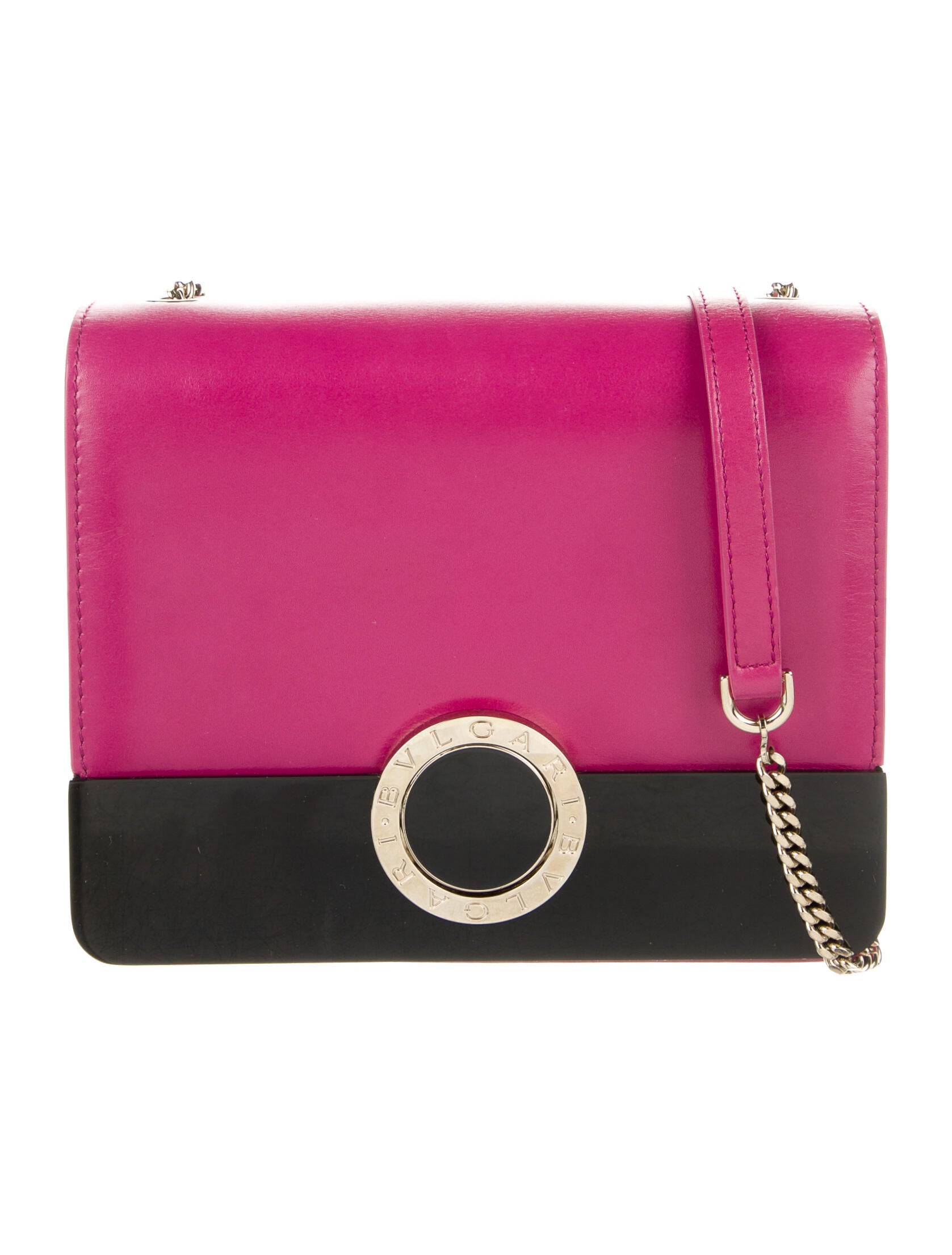 Bvlgari Signature Leather Small Crossbody Pink Crossbody Bags