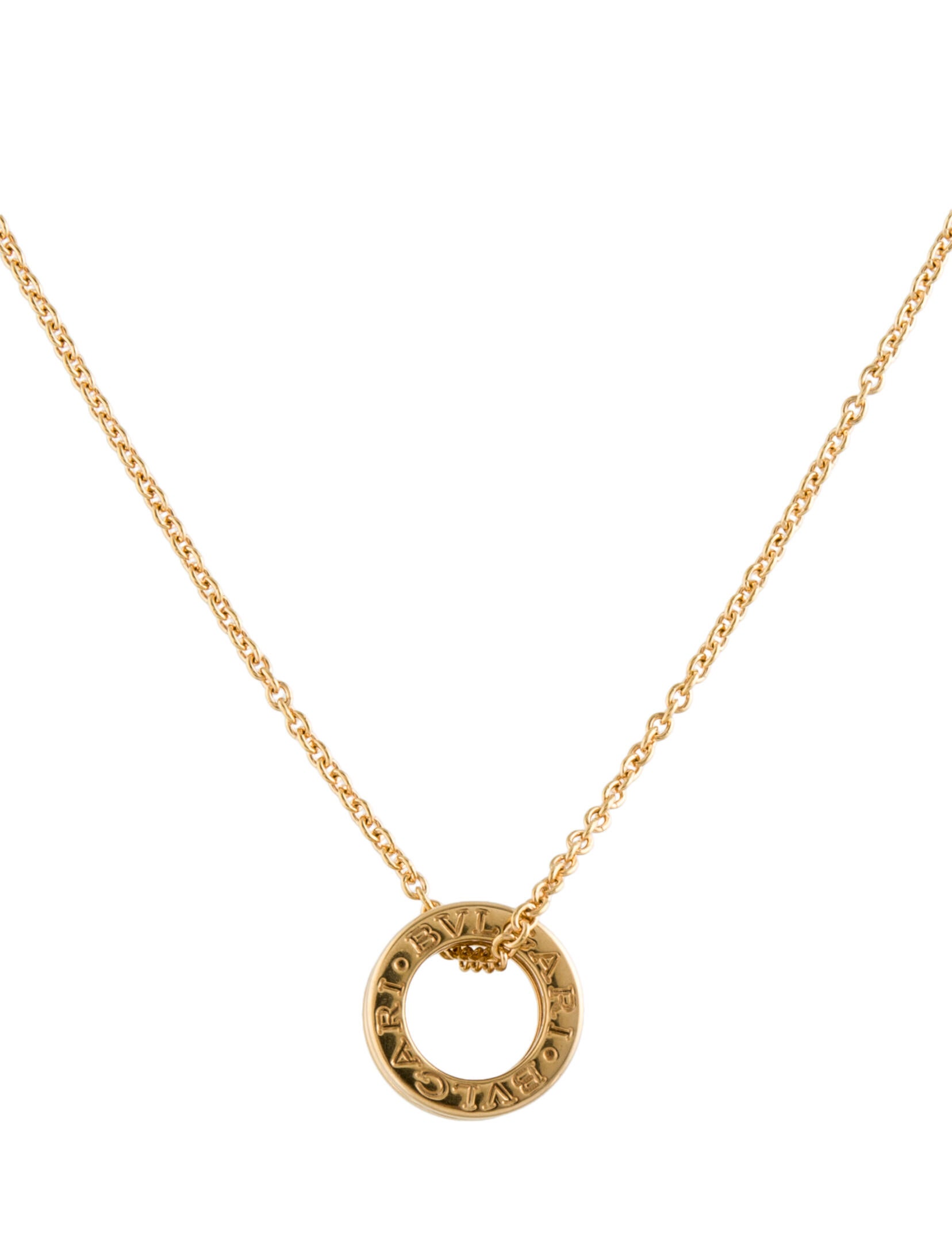 Bvlgari 18K Diamond Open Circle Pendant Necklace 18K Yellow Gold