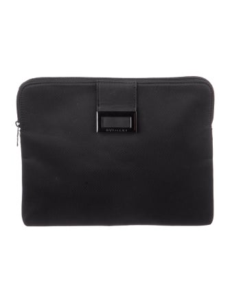 Bvlgari Leather-Trimmed Canvas Zip Pouch