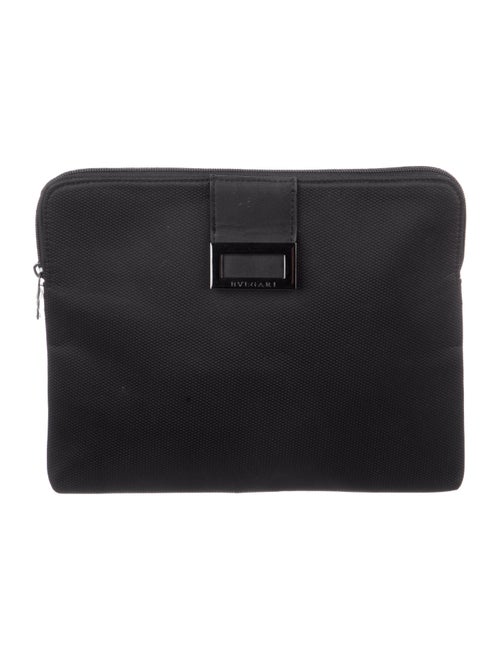 Bvlgari Leather-Trimmed Canvas Zip Pouch