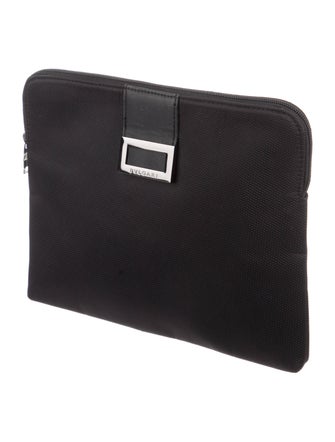 Bvlgari Leather-Trimmed Canvas Zip Pouch