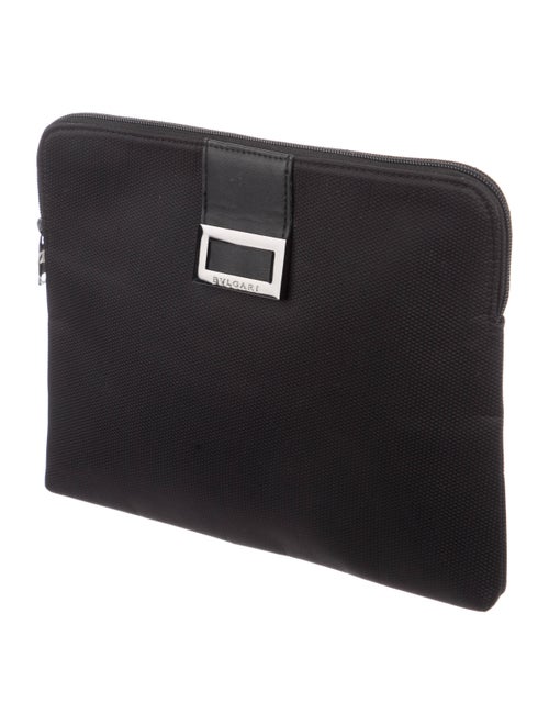 Bvlgari Leather-Trimmed Canvas Zip Pouch