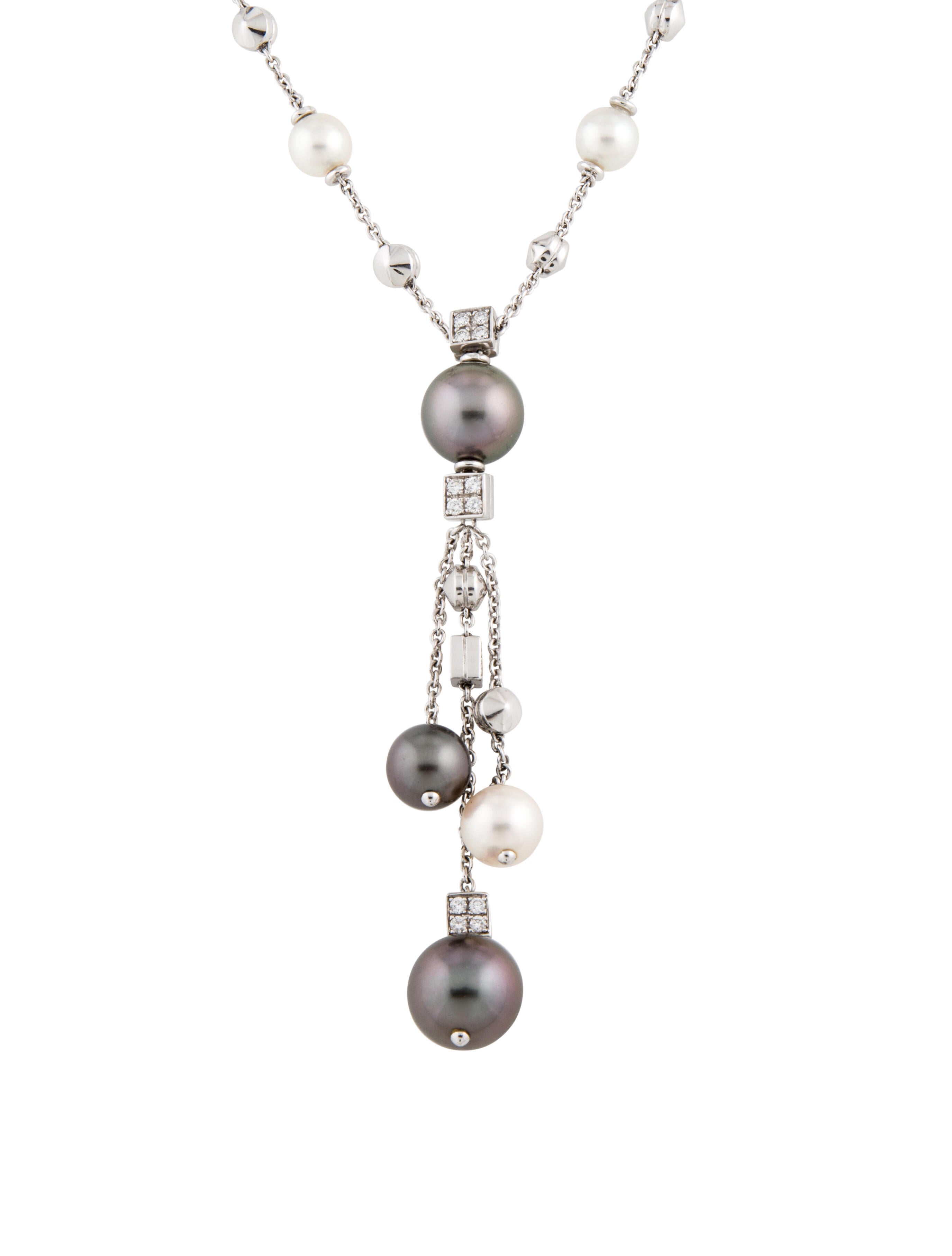 Bvlgari 18K Pearl & Diamond Lucea Necklace 18K White Gold Bead Strand