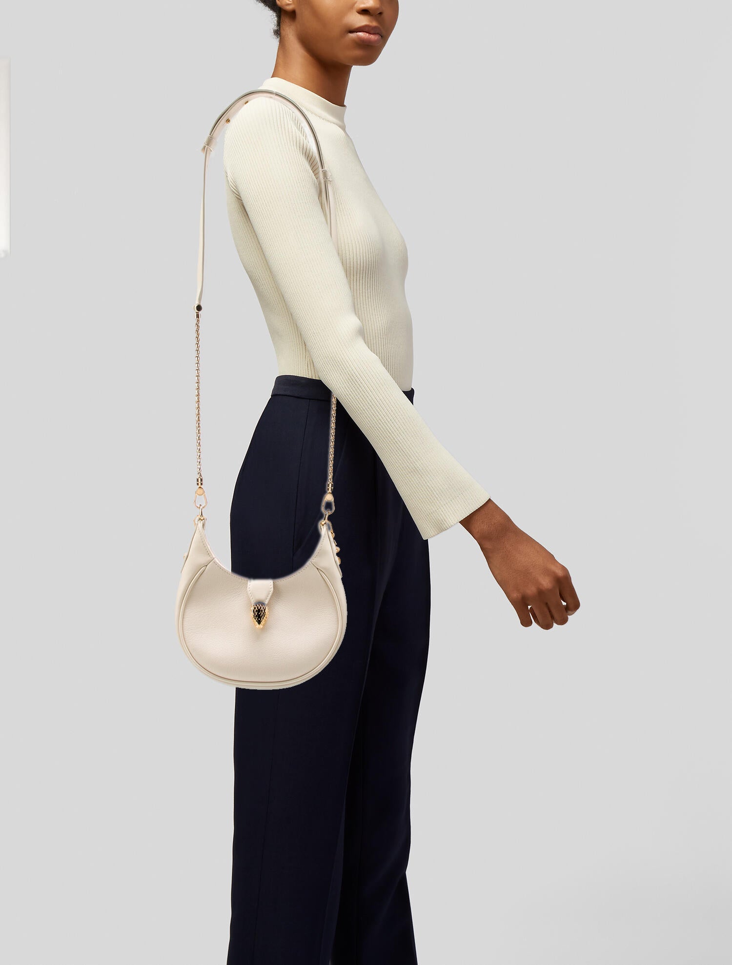 Bvlgari Leather Small Serpenti Ellipse Crossbody Bag - Neutrals
