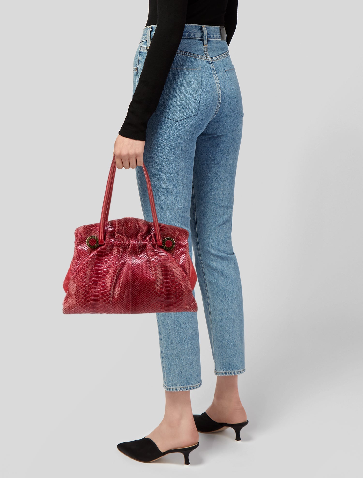 Bvlgari Python Coated Twist Shoulder Bag