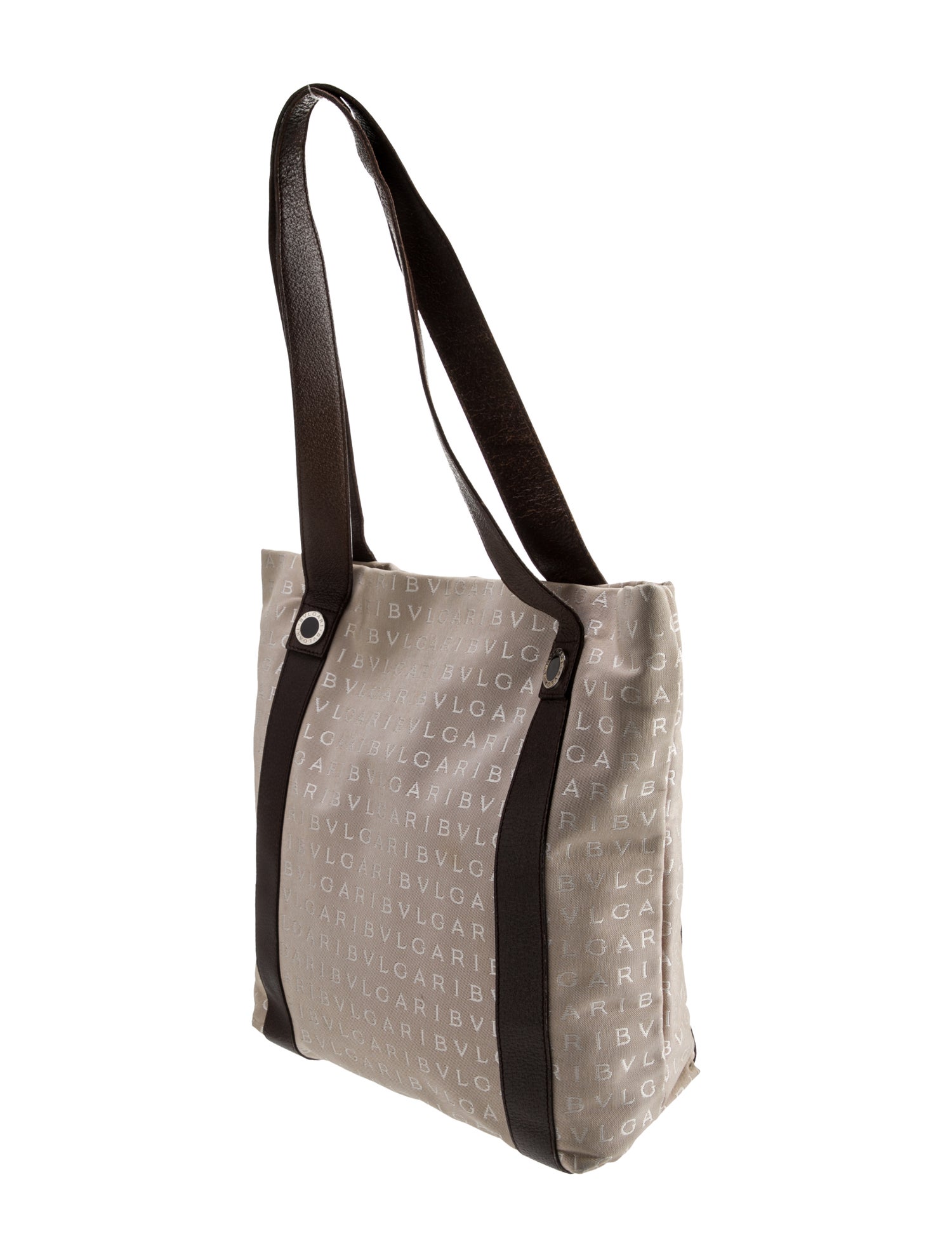 Bvlgari Leather Trimmed Canvas Tote Bag