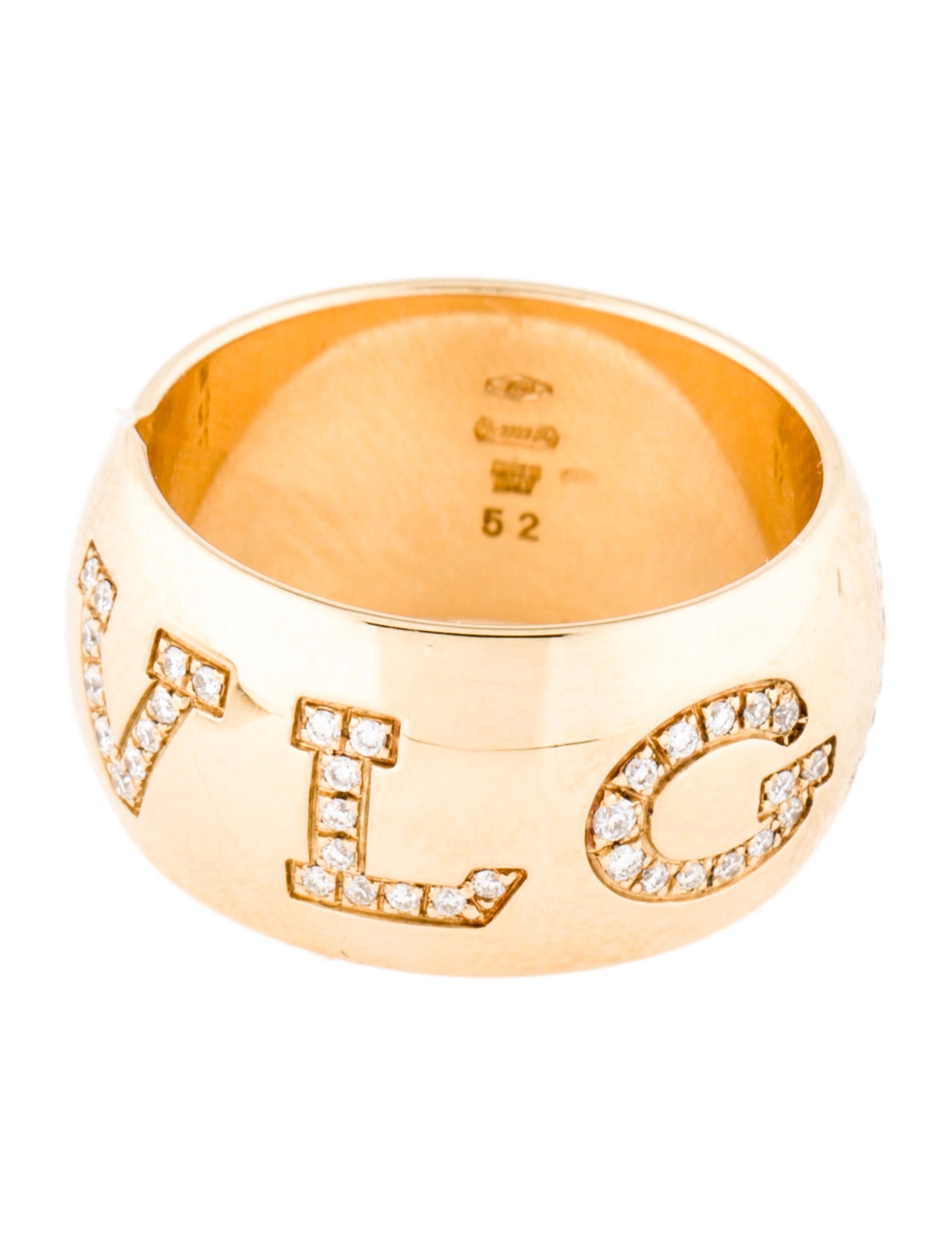 Bvlgari 18K Diamond Monologo Ring Band, Rings BUL60756 The