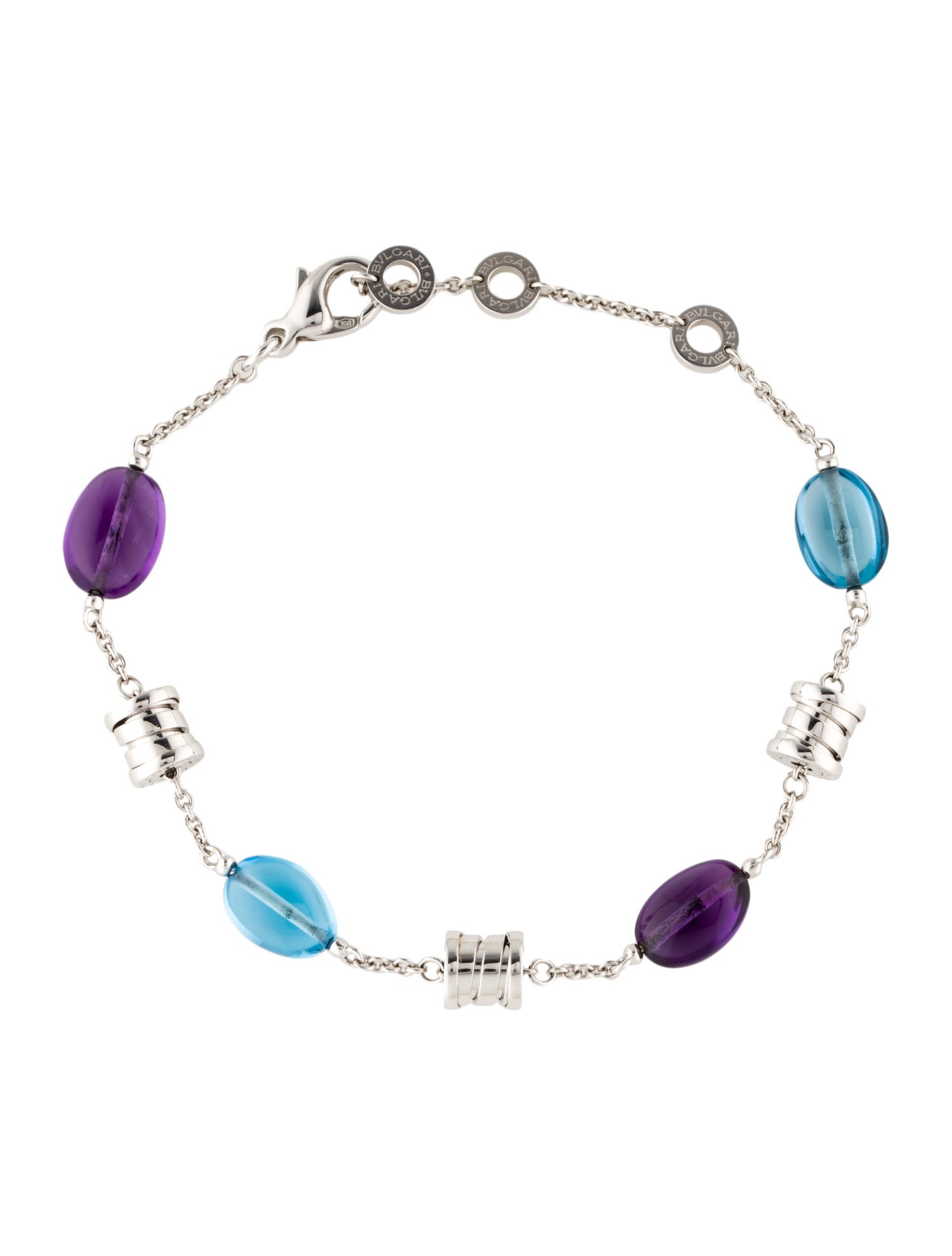 Bvlgari 18K B.zero1 Amethyst & Topaz Station Bracelet