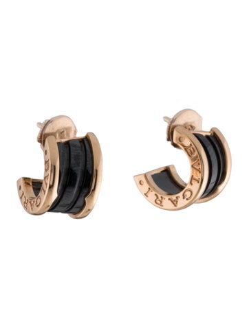 Bvlgari Huggie 18K Ceramic B.zero1 Hoop Earrings