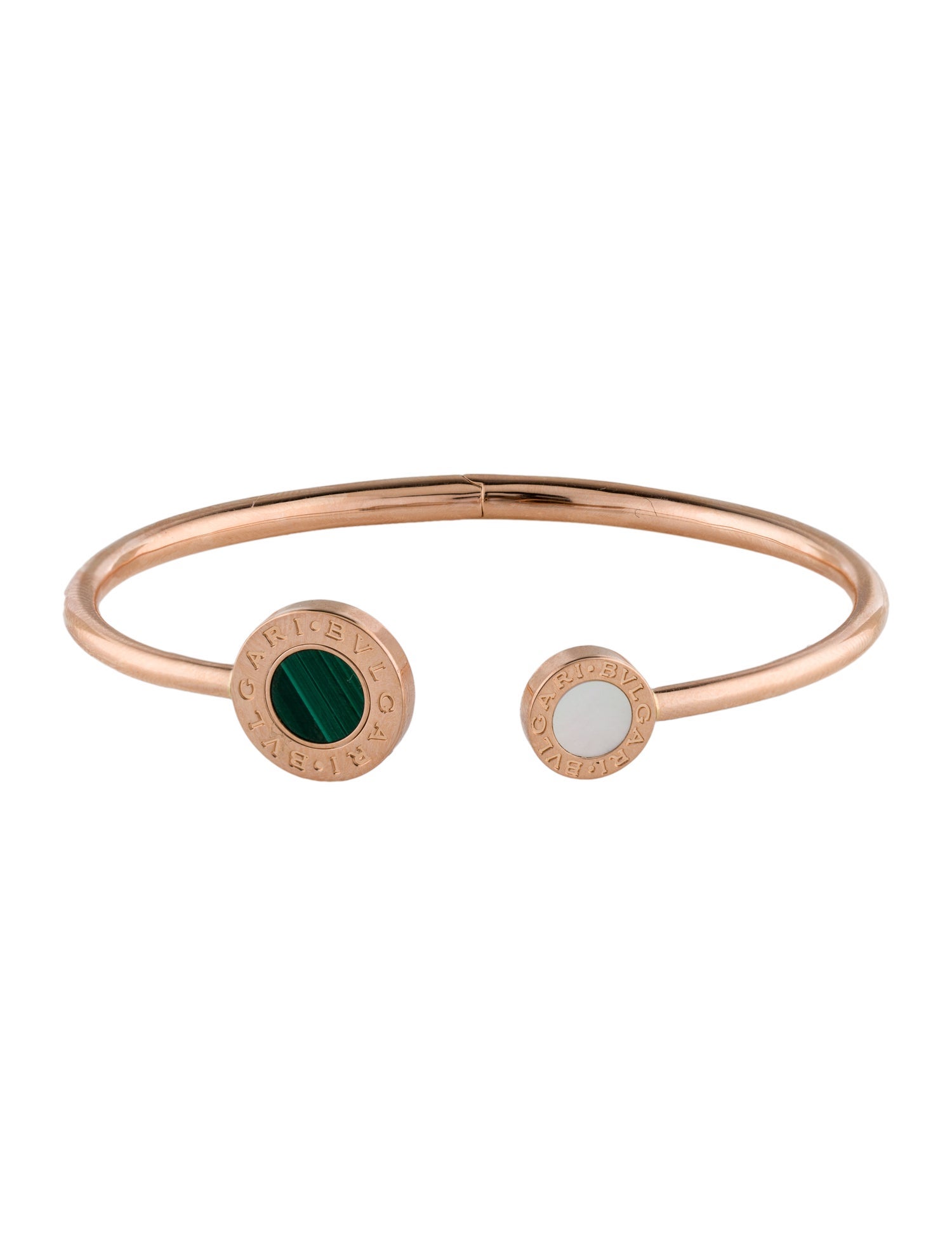 Bvlgari 18K Mother of Pearl, Onyx & Malachite Flip Bracelet