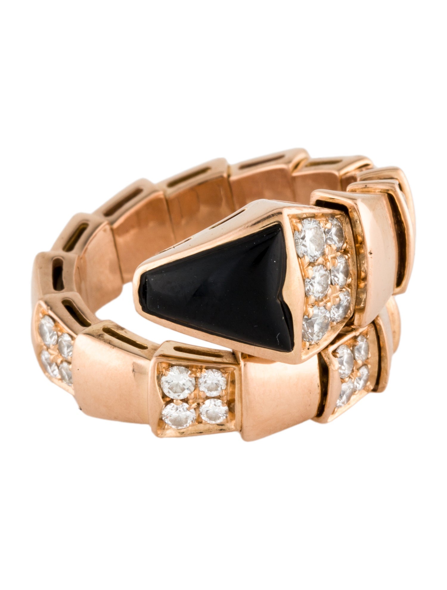 Bvlgari 18K Onyx & Diamond Serpenti Viper Ring