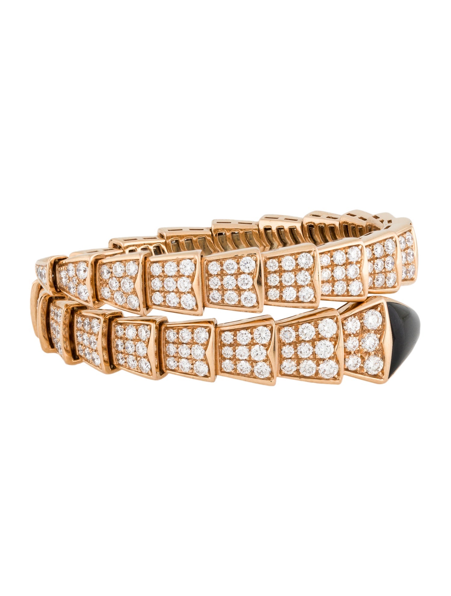 Bvlgari 18K 9.30ctw Diamond & Onyx Serpenti Viper Bracelet