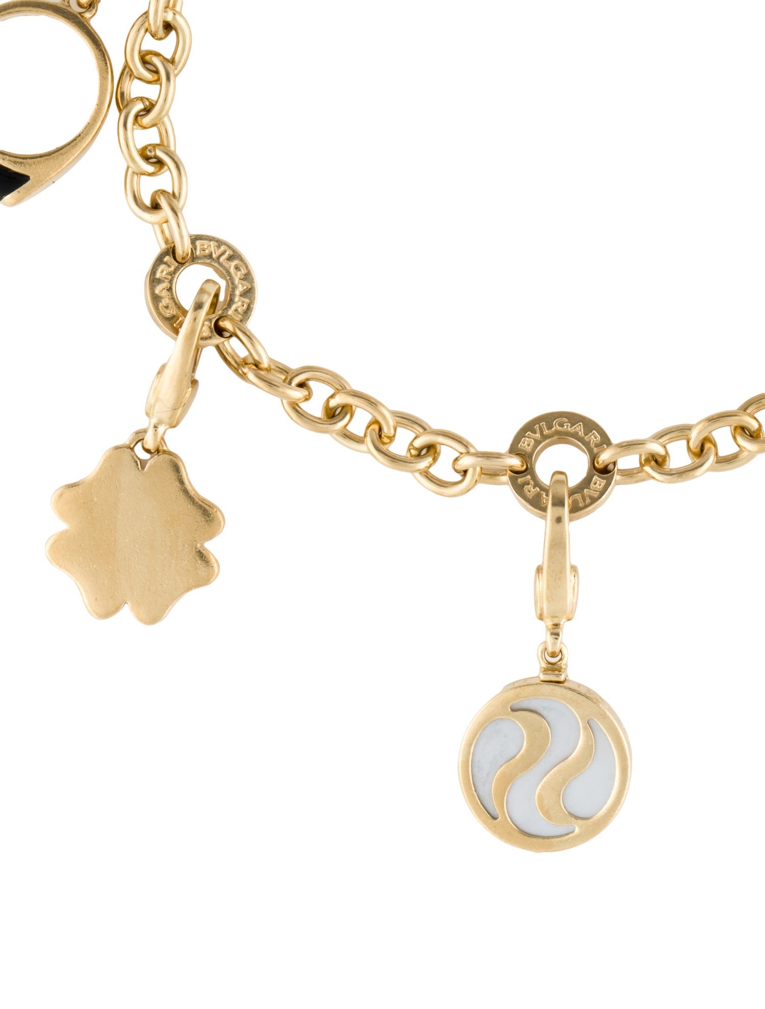 Bvlgari 18K Mother of Pearl & Onyx Charm Bracelet