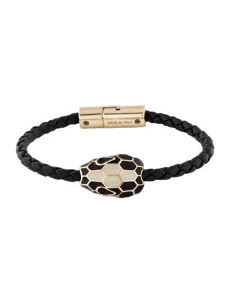 Bvlgari Enamel & Leather Serpenti Bangle