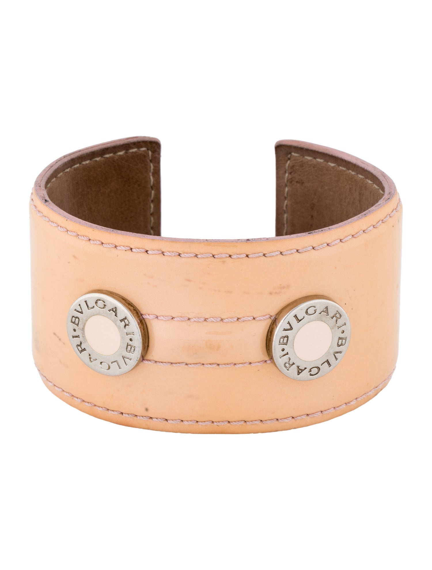 Bvlgari Patent Leather Logo Stud Cuff