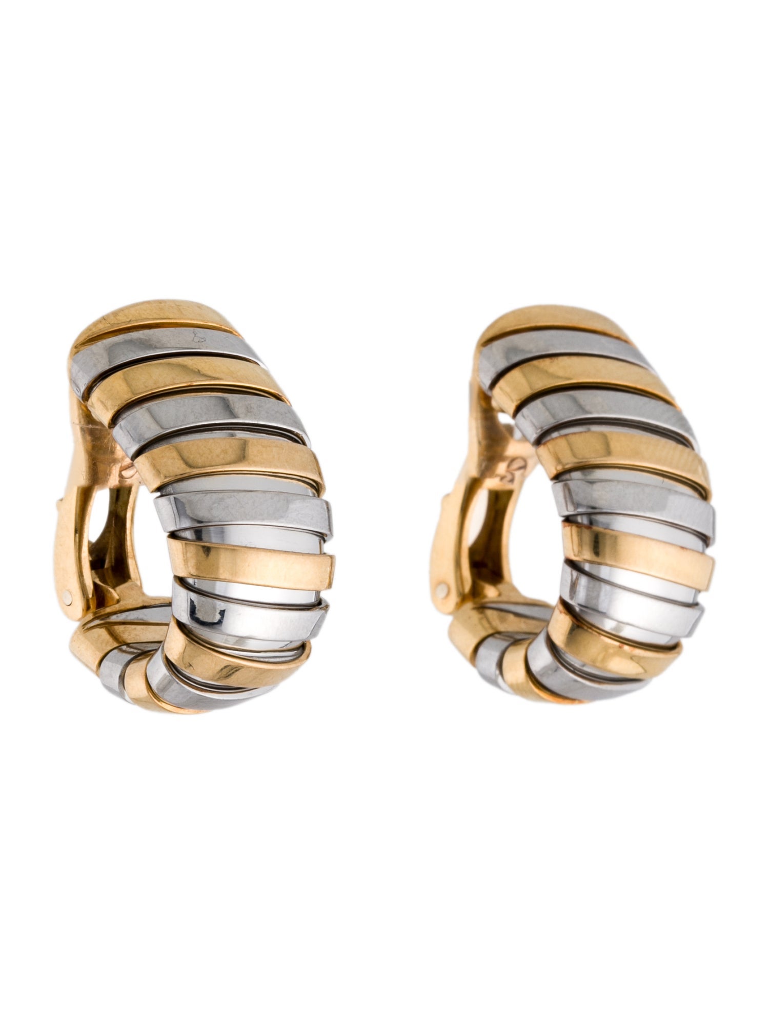 Bvlgari Two-Tone Tubogas Clip-On Earrings