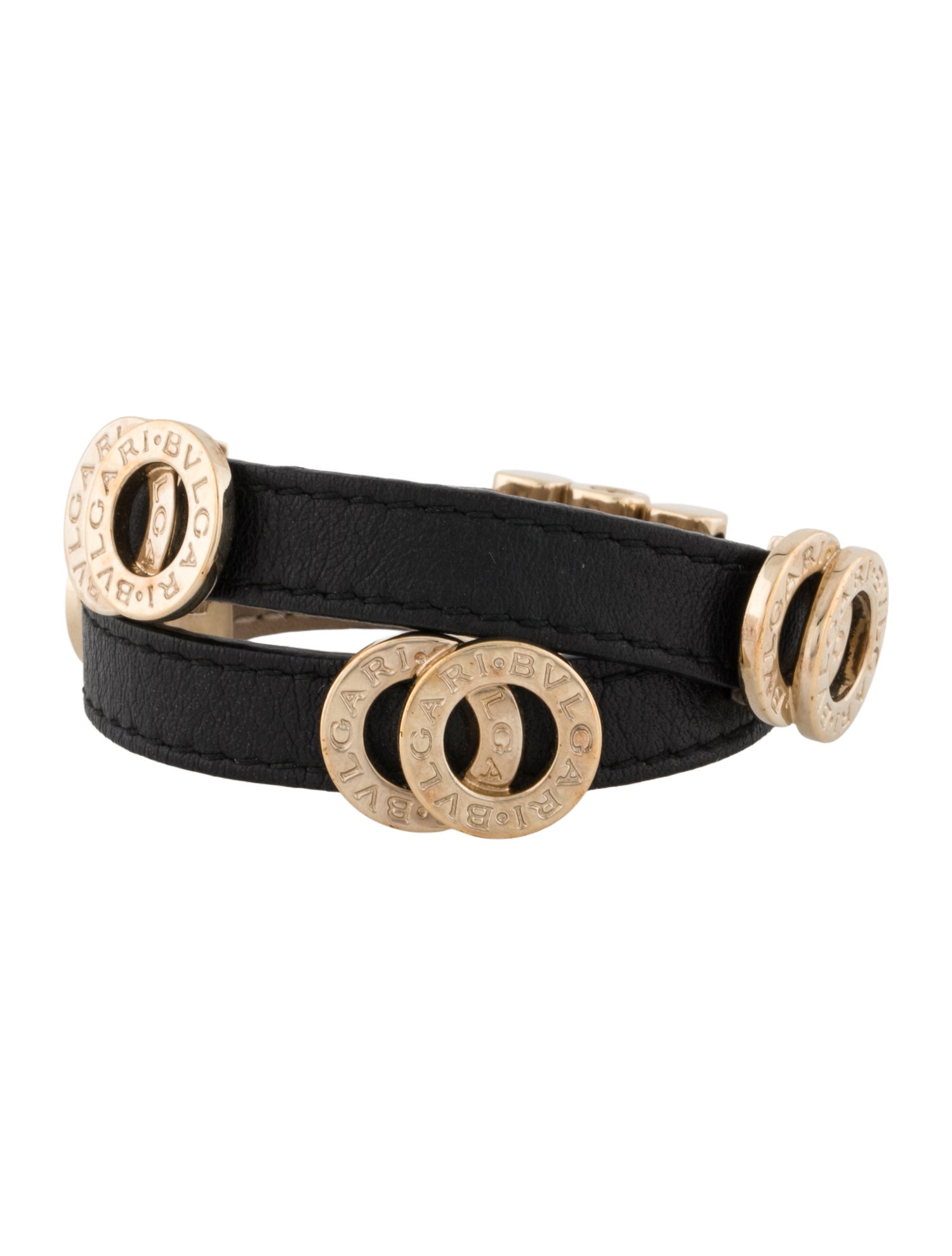 Bvlgari Leather Double Wrap Bracelet
