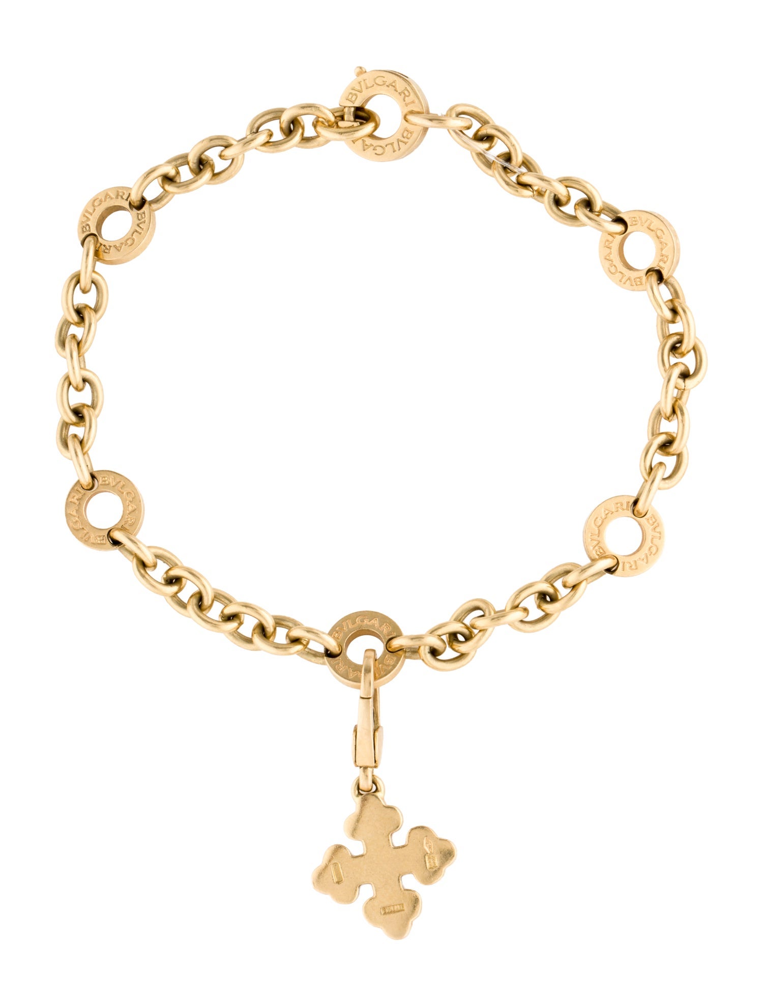 Bvlgari 18K Byzantine Cross Charm Bracelet
