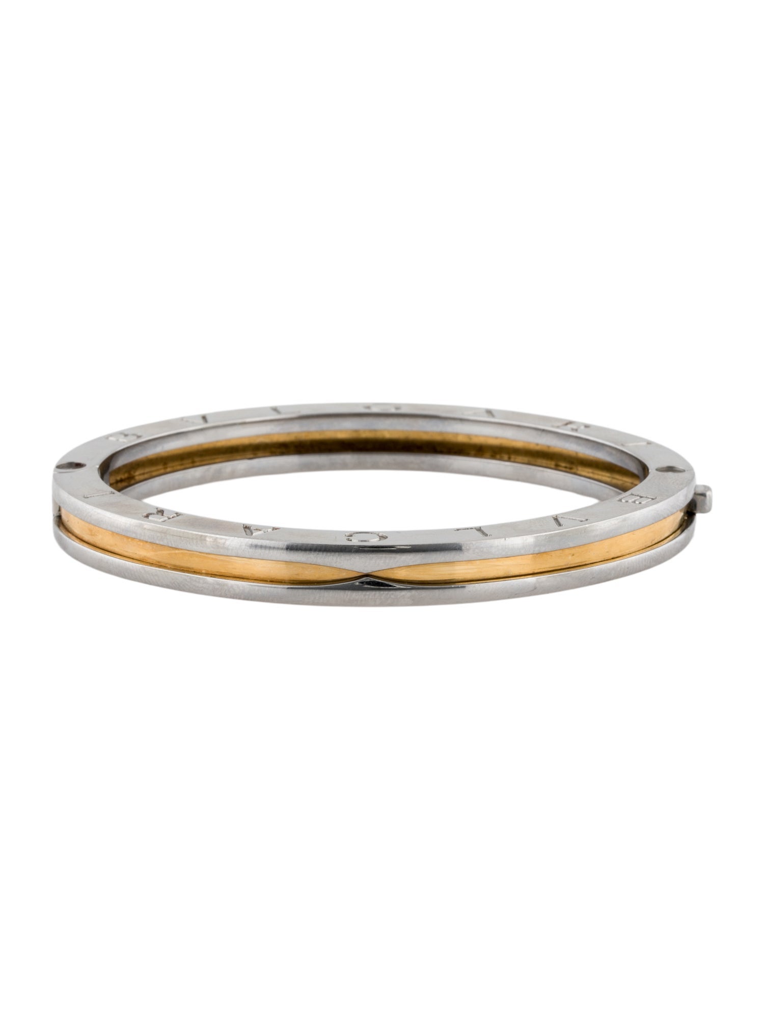 Bvlgari Two-Tone B.zero1 Hinged Bangle Bracelet