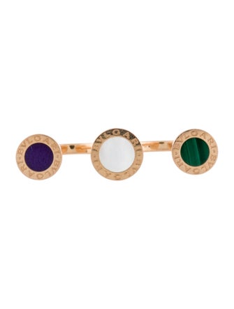 Bvlgari 18K Mother Of Pearl, Sugilite & Malachite Open Ring