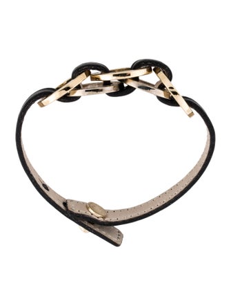 Bvlgari Two-Tone Interlocking Circles Leather Wrap Bracelet