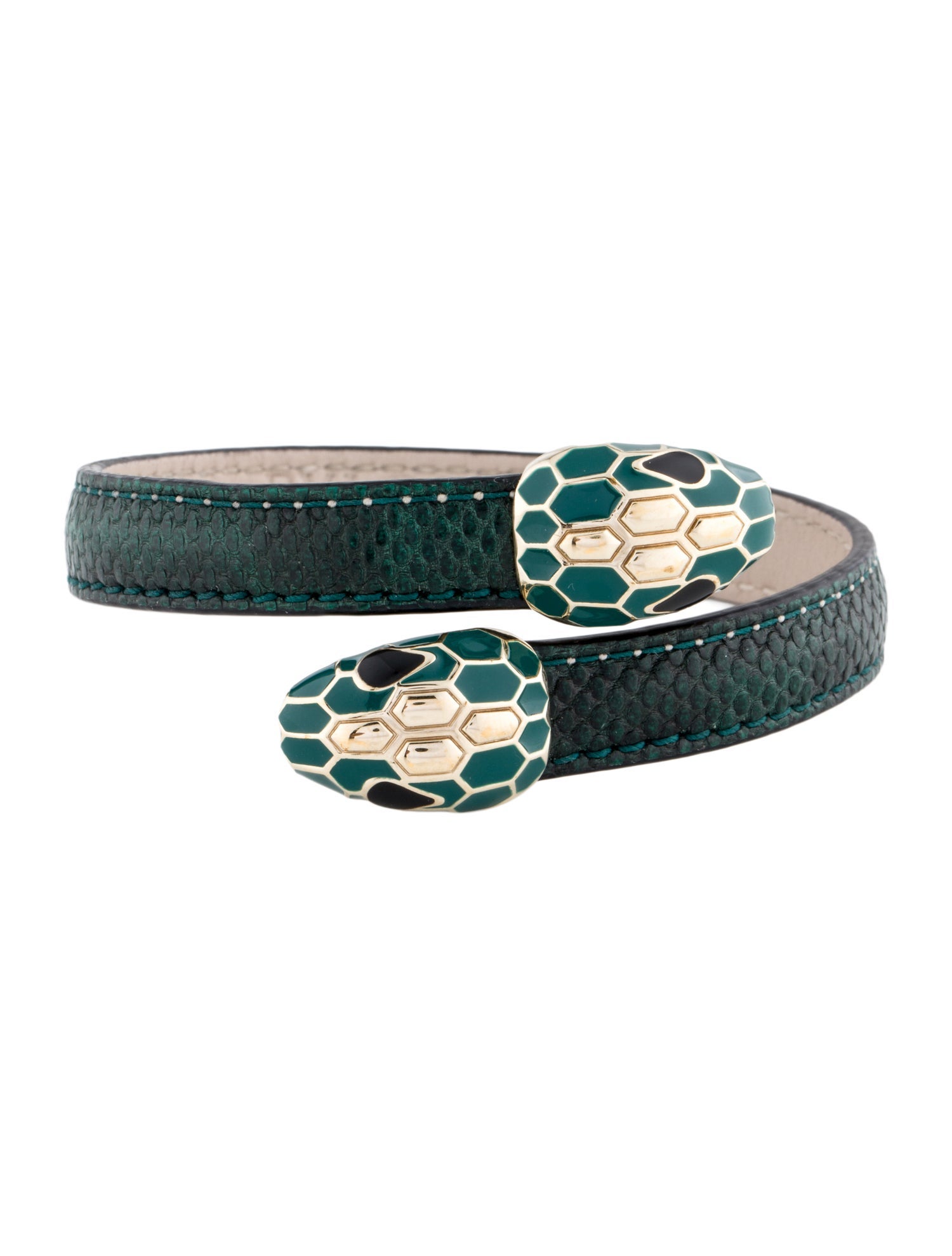 Bvlgari Leather & Enamel Serpenti Forever Bracelet