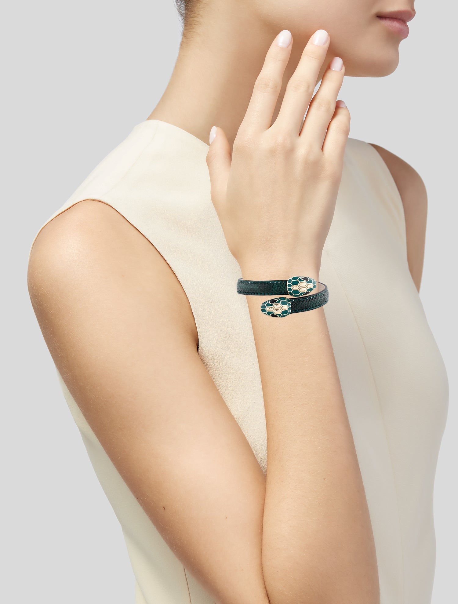 Bvlgari Leather & Enamel Serpenti Forever Bracelet