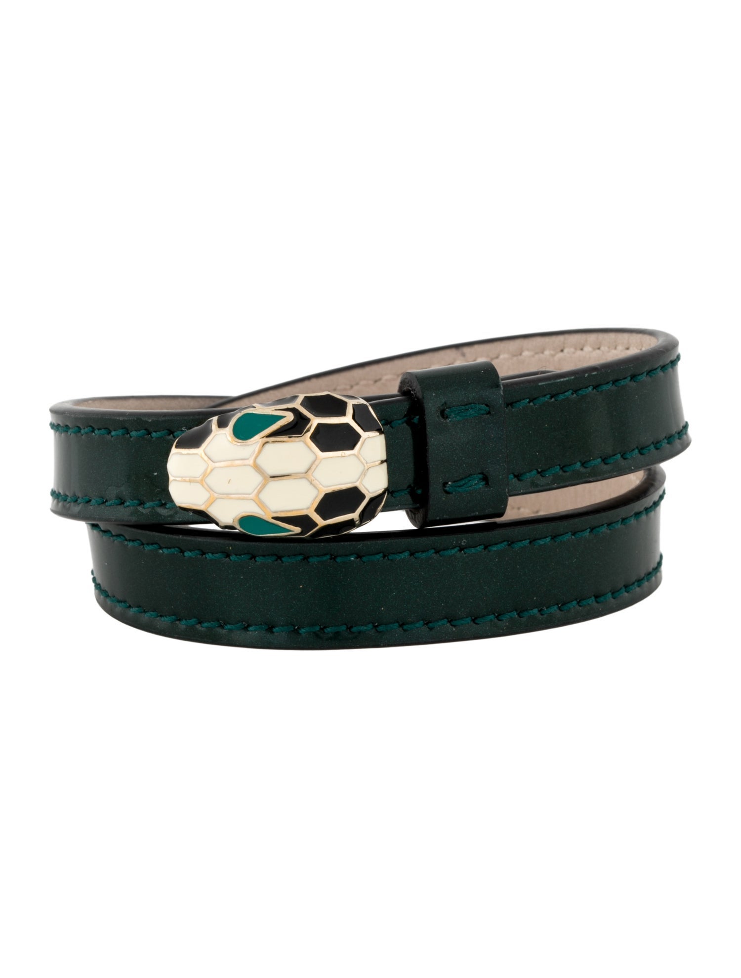 Bvlgari Leather Serpenti Forever Double Wrap Bracelet