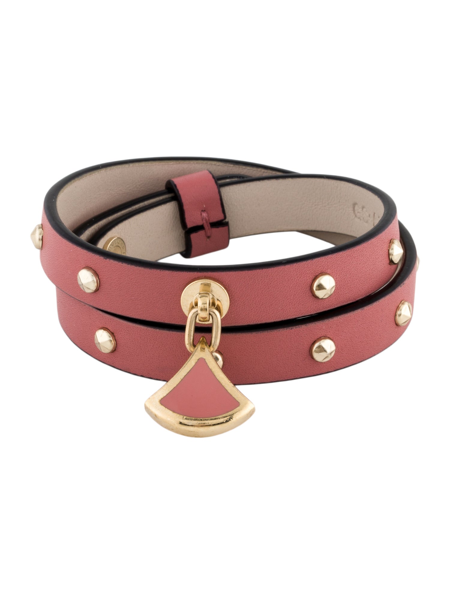Bvlgari Leather Divas' Dream Studded Double Wrap Bracelet