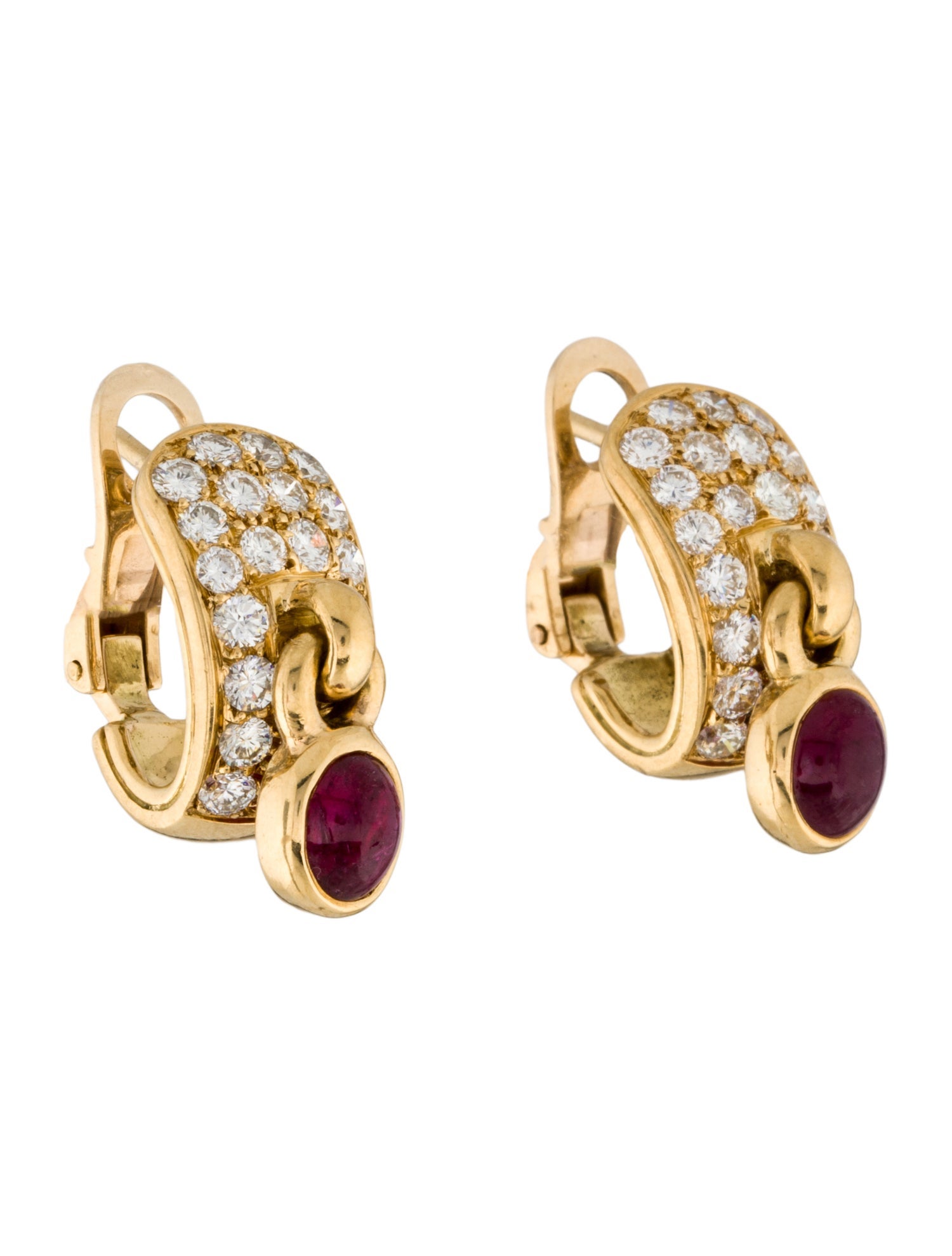 Bvlgari Vintage 18K Ruby & Diamond Earclips