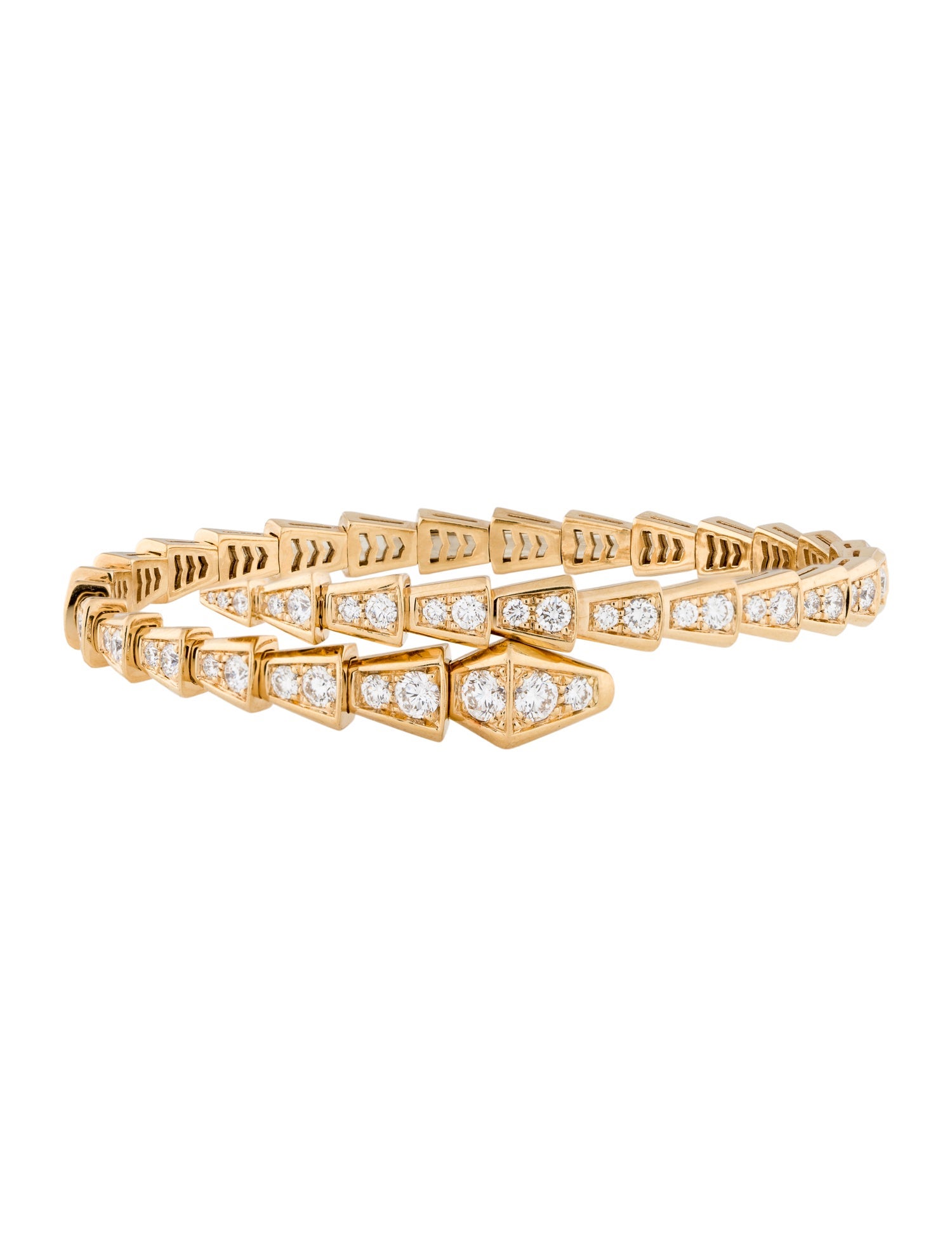 Bvlgari 18K 3.08ctw Diamond Serpenti Viper Bangle Bracelet