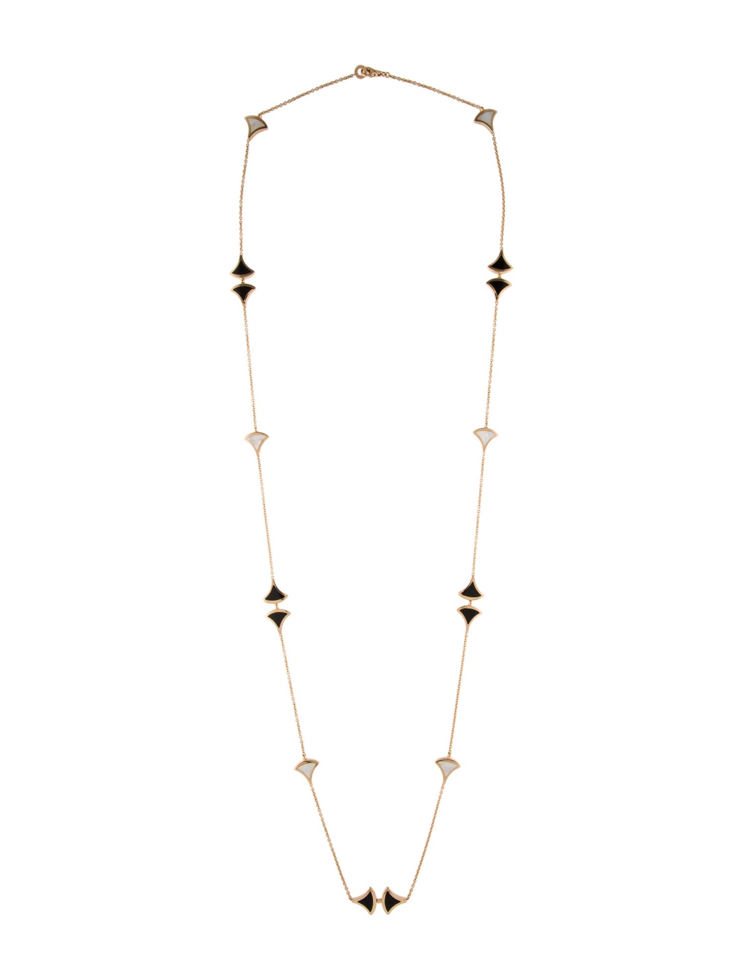 Bvlgari 18K Mother of Pearl & Onyx Station Necklace