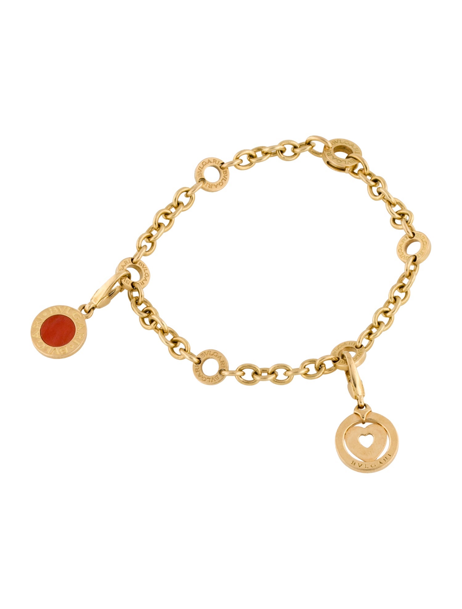 Bvlgari 18K Coral & Heart Charm Bracelet