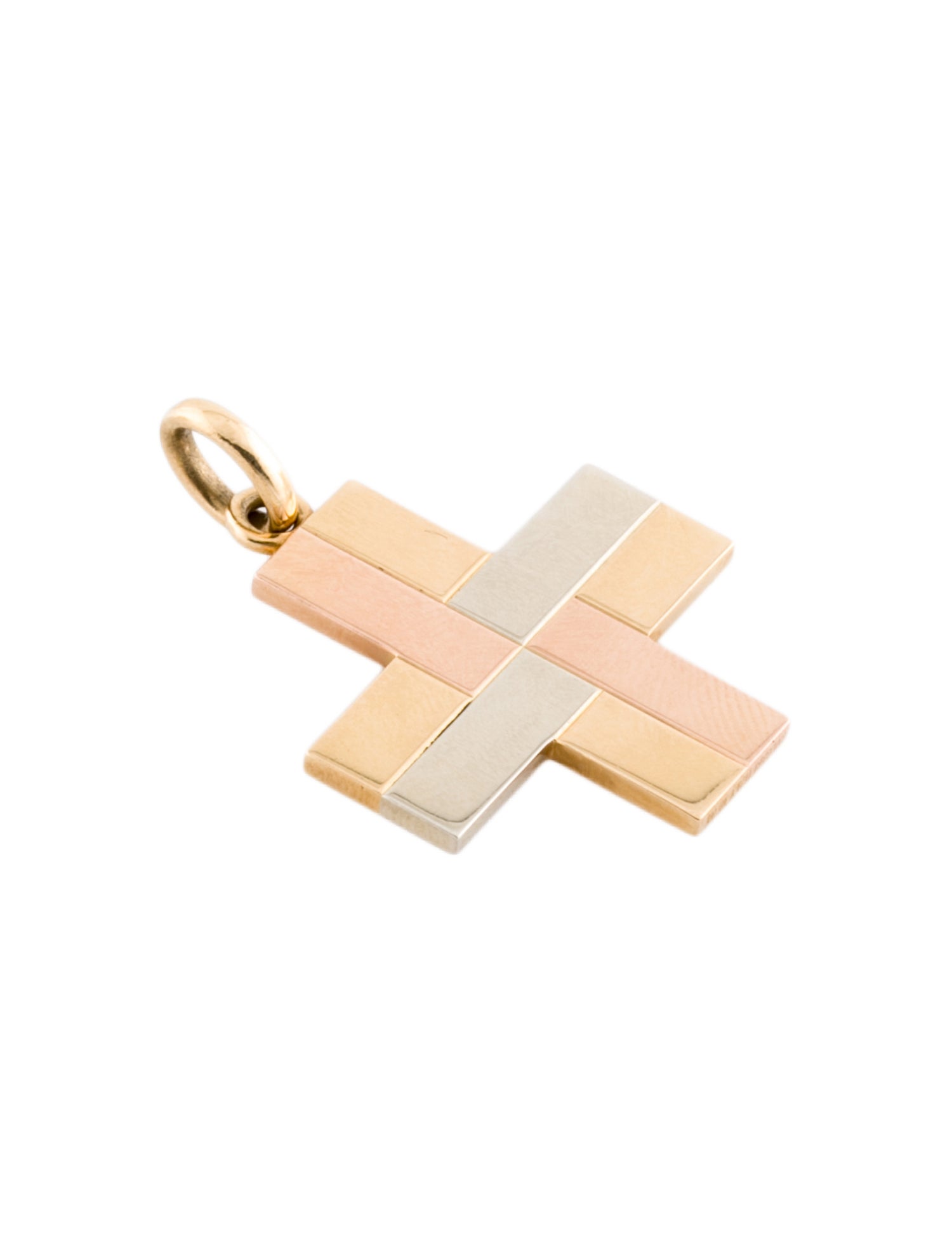Bvlgari Vintage 18K Tri-Color Cross Pendant