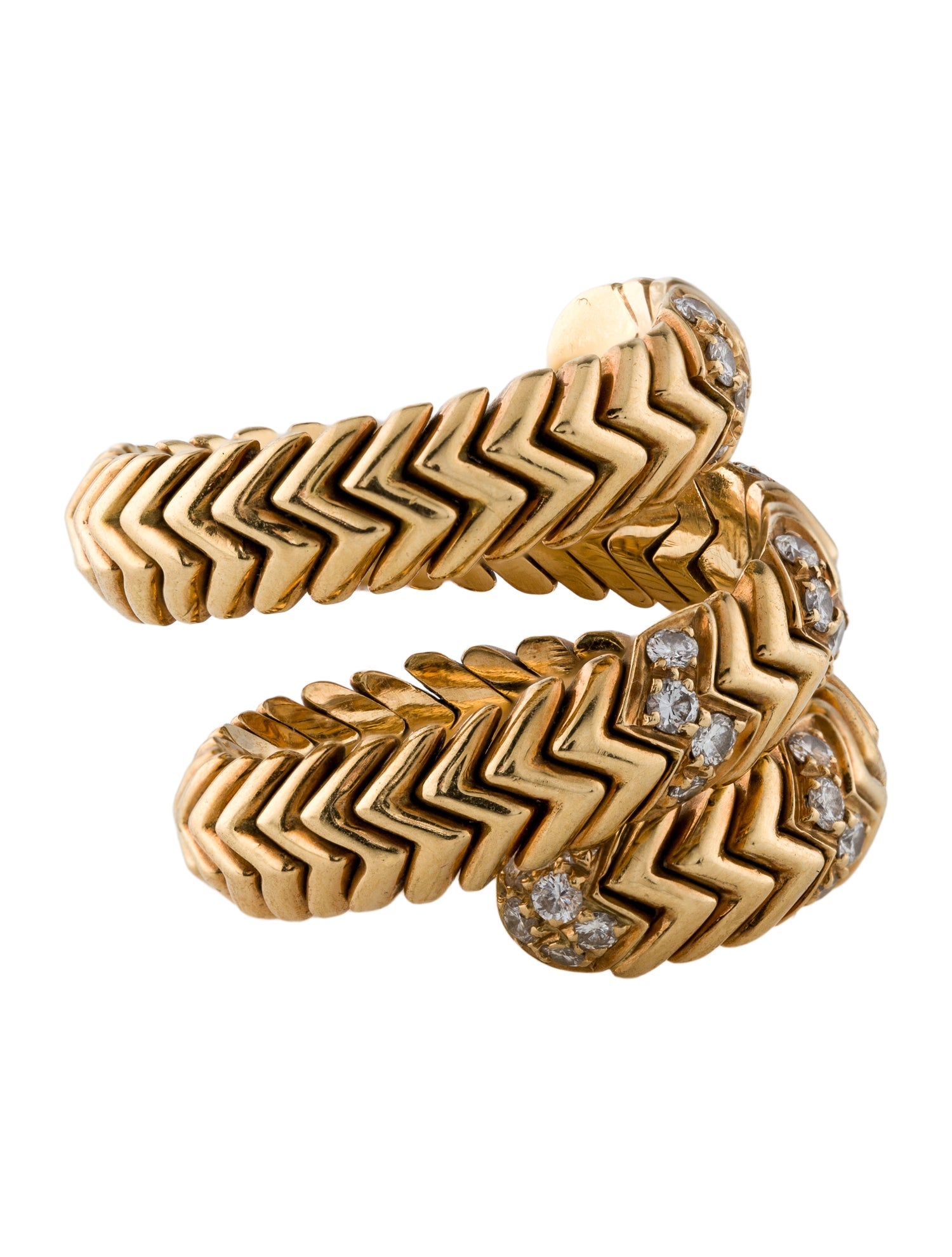 Bvlgari 18K Diamond Spiga Wrap Ring