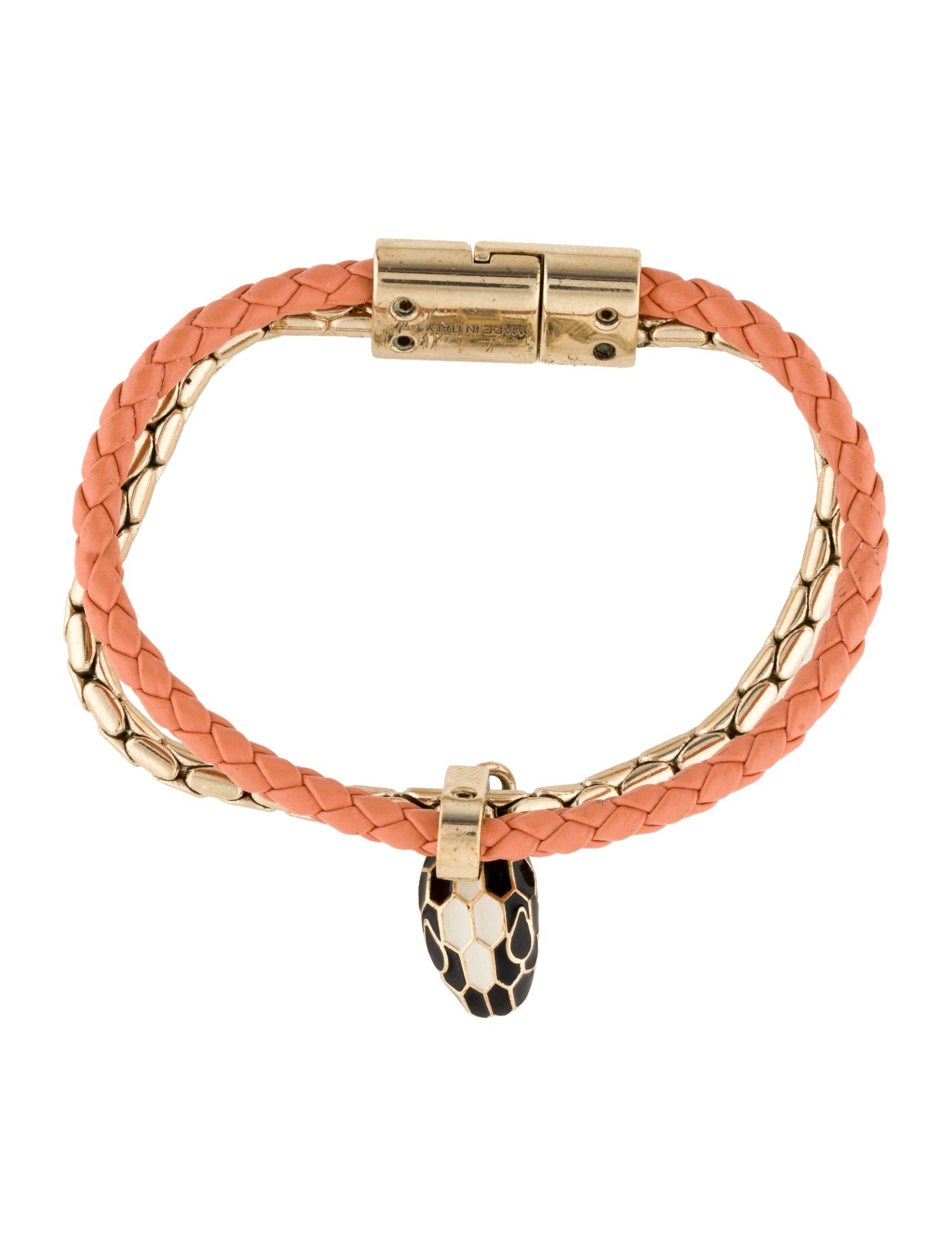 Bvlgari Leather & Enamel Serpenti Forever Bracelet