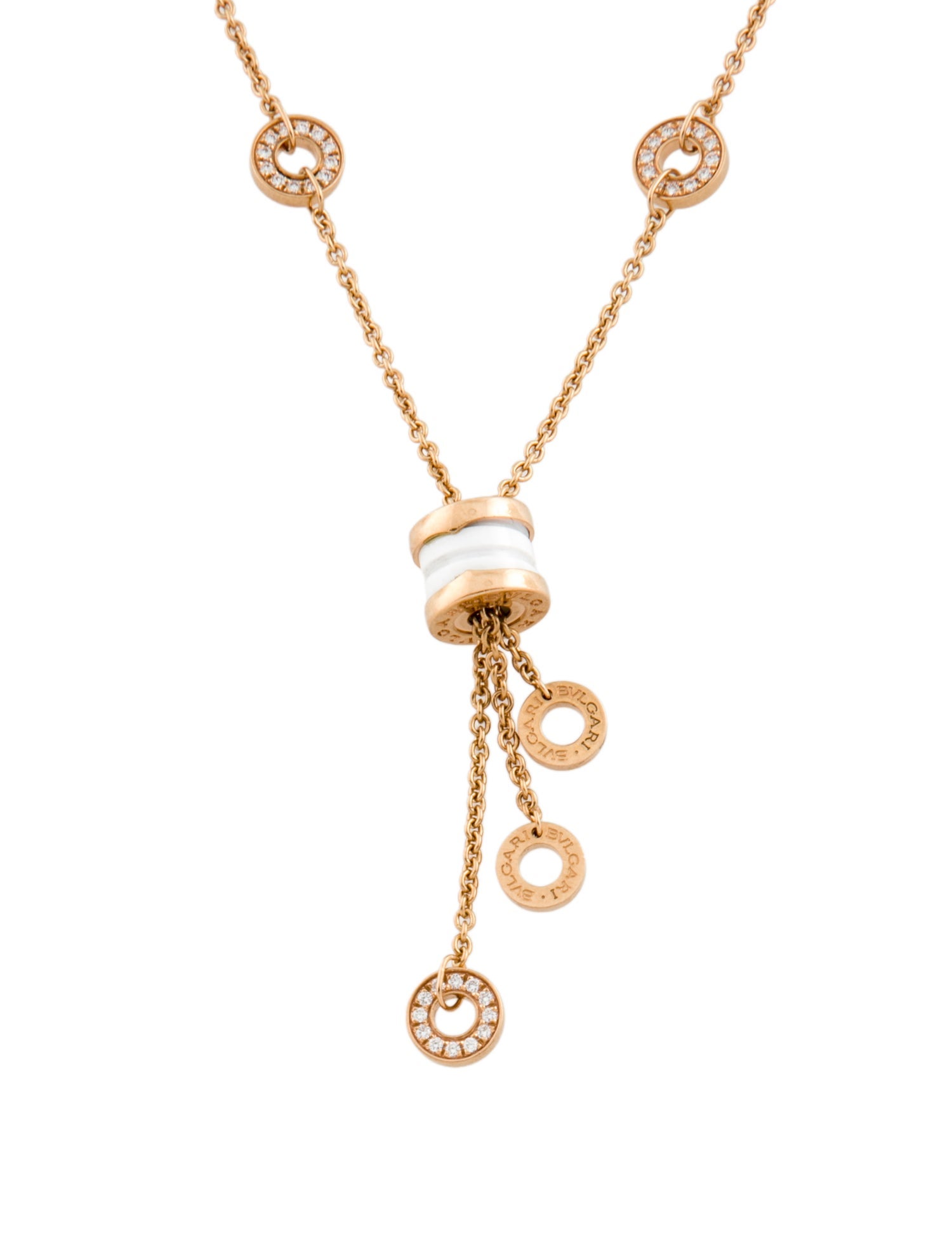 Bvlgari 18K Ceramic & Diamond B.Zero1 Mini Lavalier Pendant Necklace